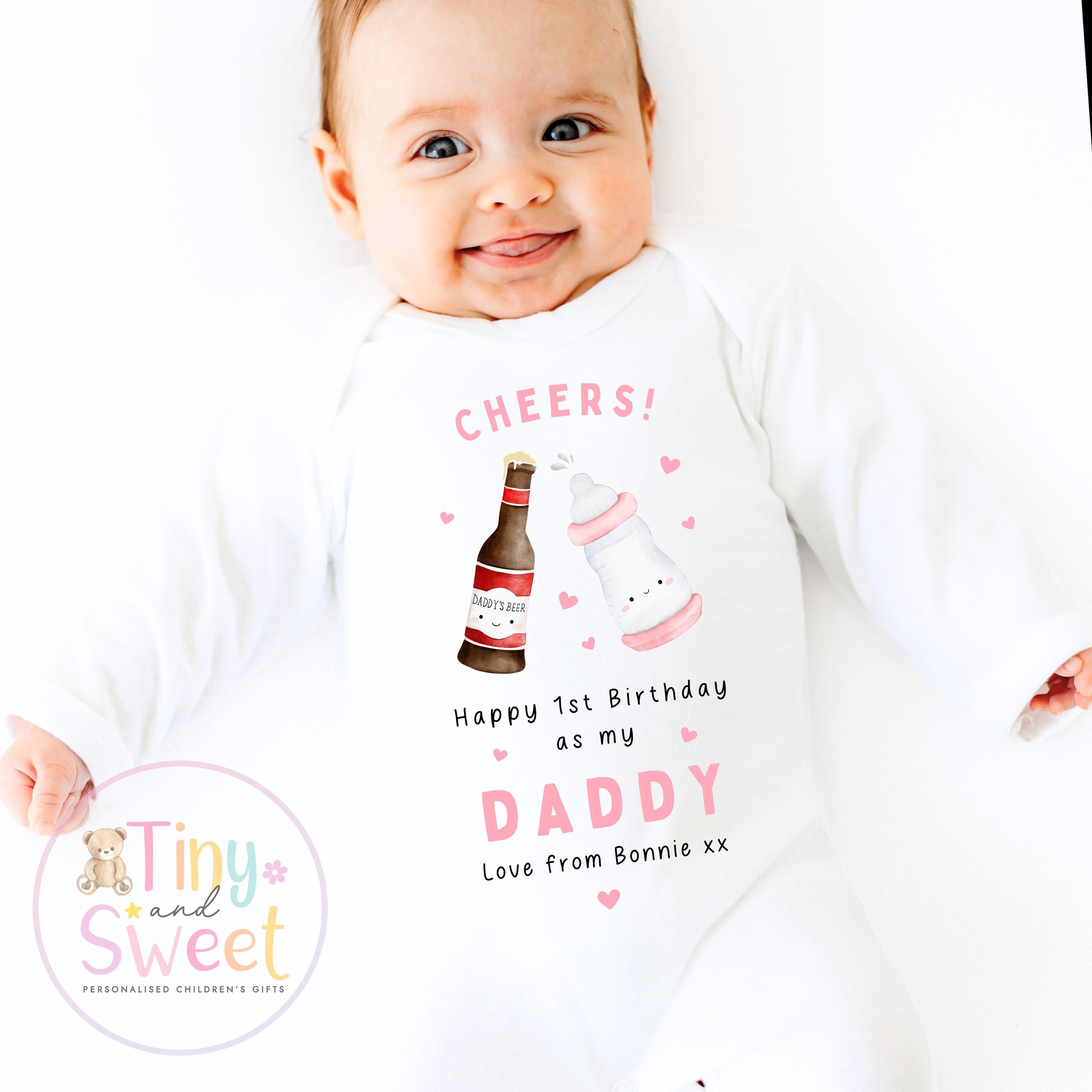Happy Birthday Daddy, 1st Birthday as My Daddy, Cheers, New Dad Gift, Dad Birthday, Daddy Birthday, Sleepsuit Babygrow Bodysuit Dad Birthday