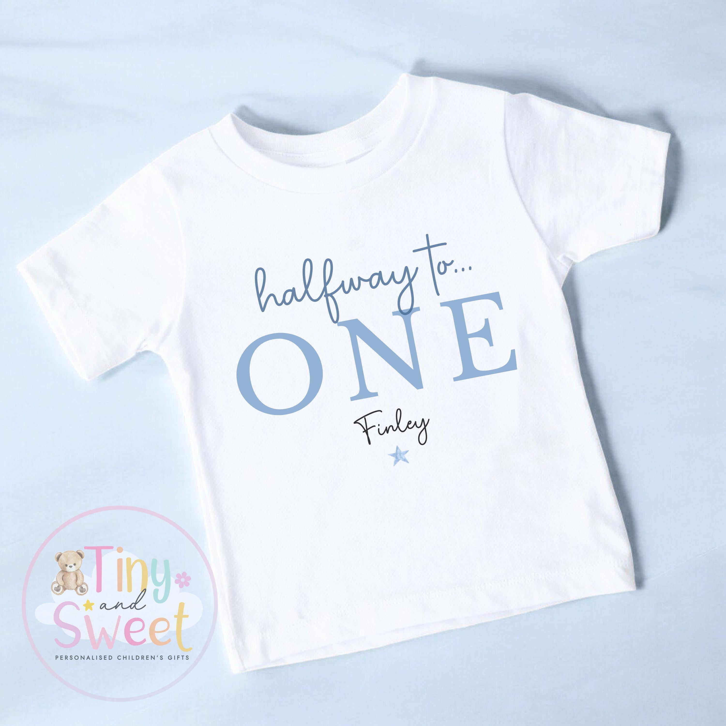Half way to one t shirt, half birthday sleepsuits, Half Way To One Bodysuit, half birthday t shirt, 6 month birthday, half birthday