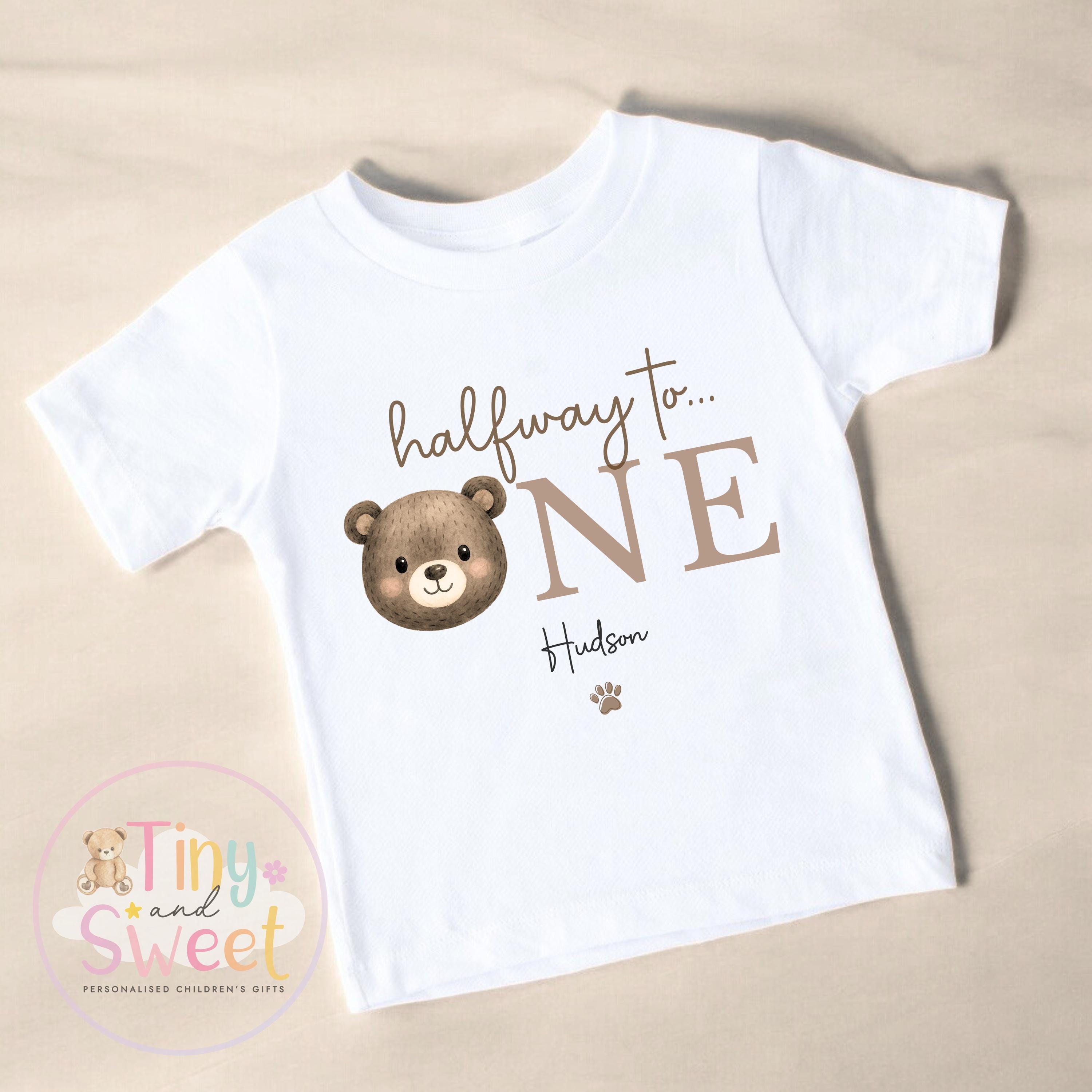 Half way to one t shirt, half birthday sleepsuits, Half Way To One Bodysuit, half birthday t shirt, 6 month birthday, half birthday