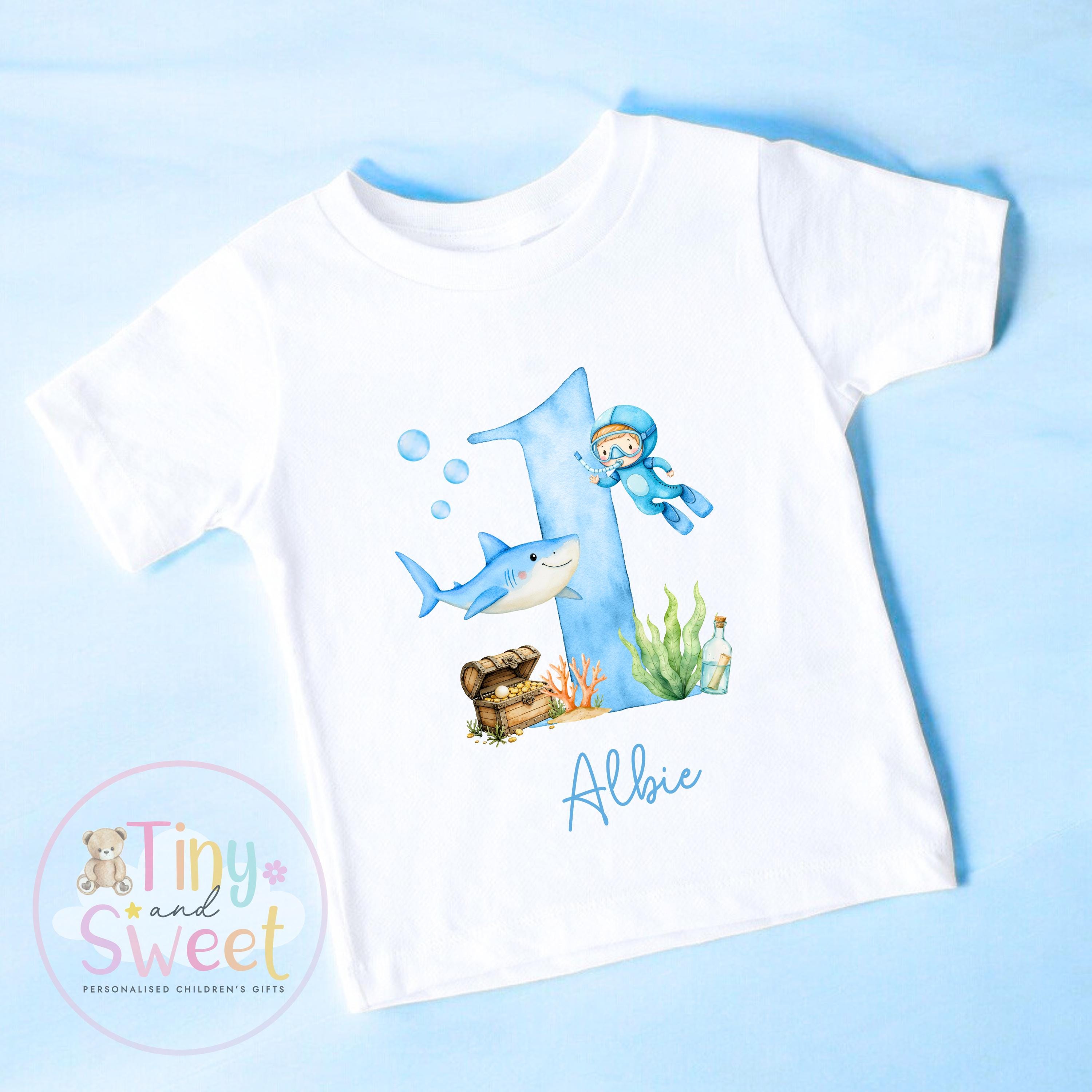 Personalised Birthday T-shirt, 1st Birthday T Shirt, Under the sea 1st Birthday T Shirt, 2nd Birthday, 3rd Birthday