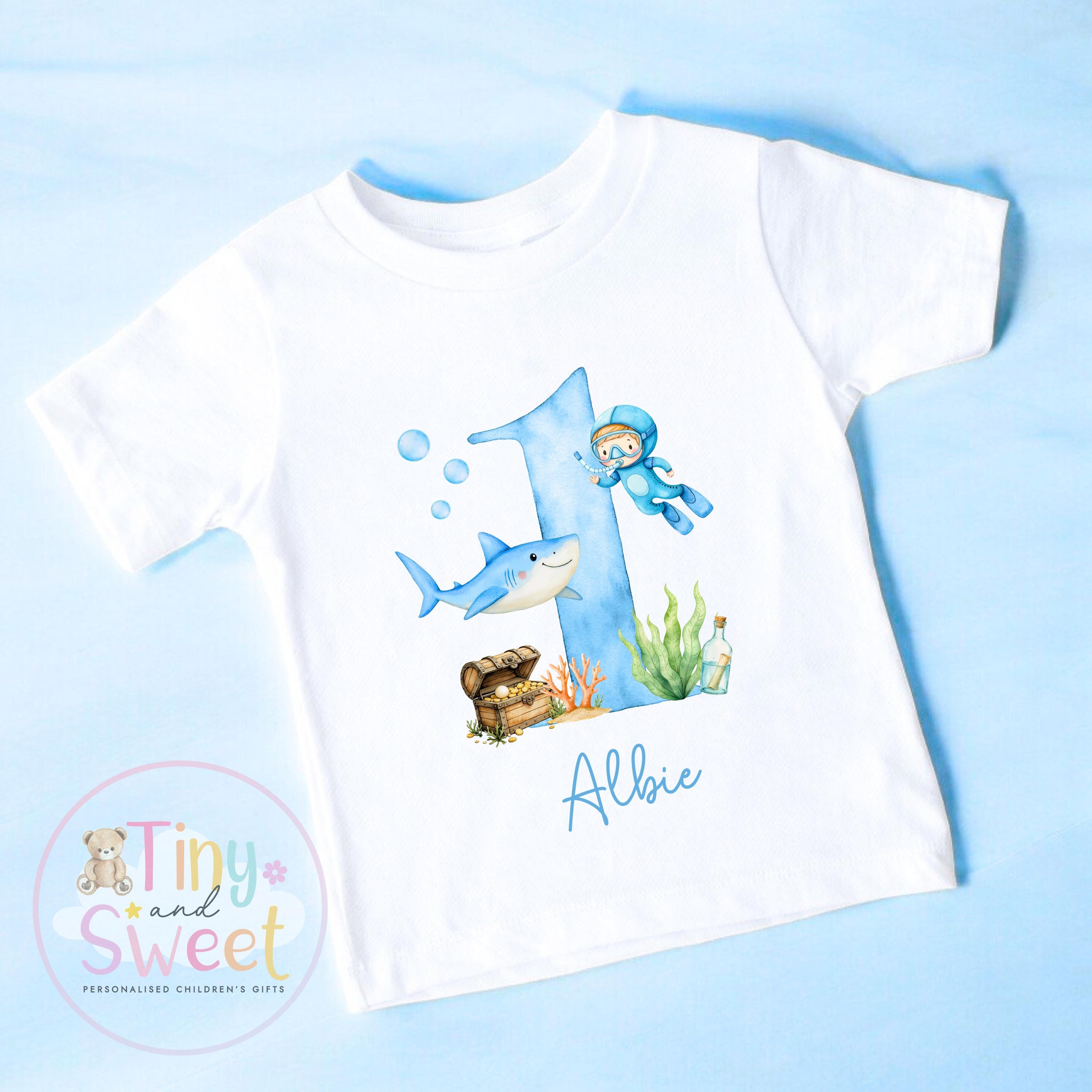 Personalised Birthday T-shirt, 1st Birthday T Shirt, Under the sea 1st Birthday T Shirt, 2nd Birthday, 3rd Birthday