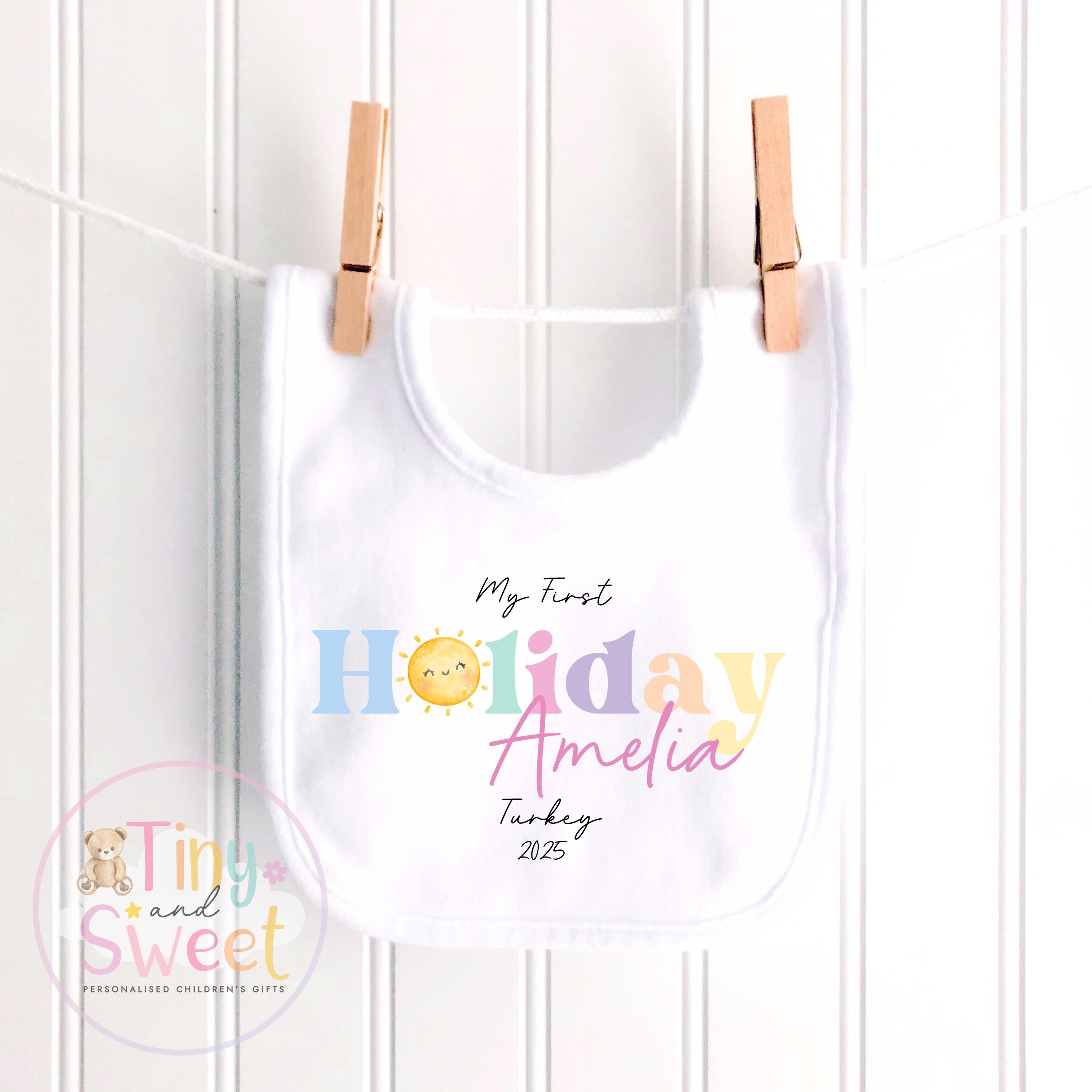 My First Holiday T-Shirt, Personalised Baby Travel Outfit, Baby’s First Holiday Shirt, Cute Summer Travel Outfit, My First Holiday Design