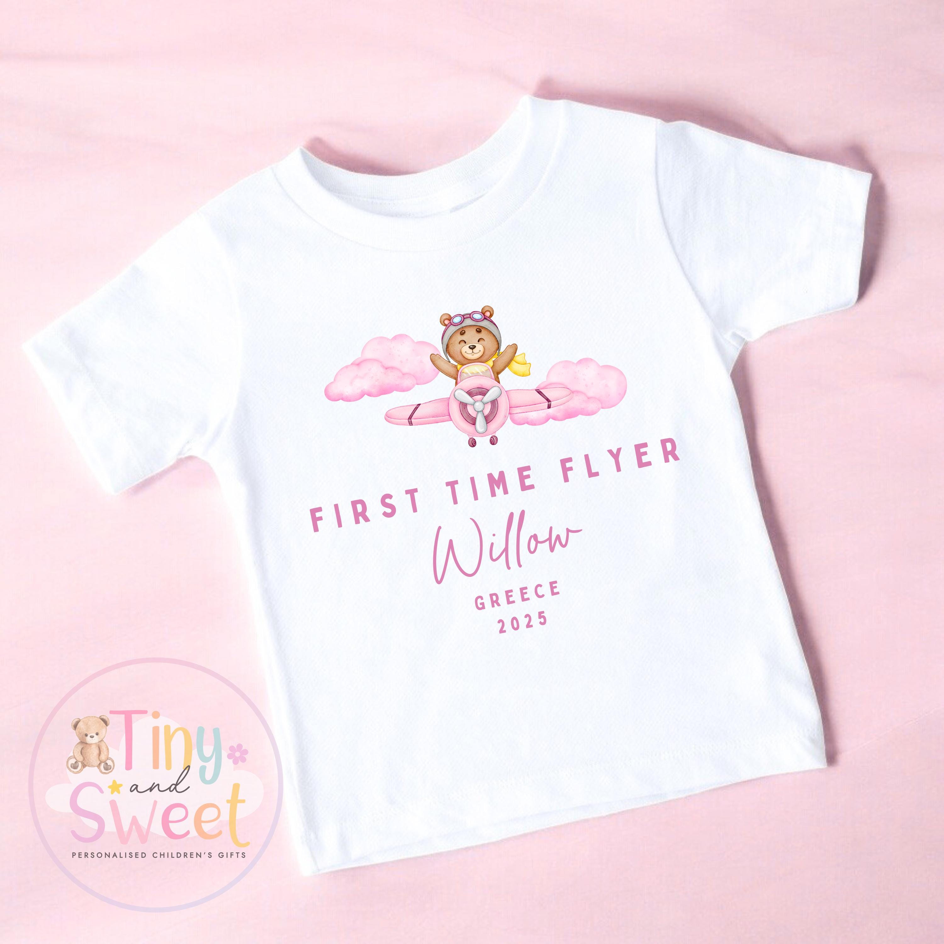 Personalised My First Flight T Shirt, First Time Flyer Bodysuit, 1st Holiday Babygrow, Babies First Holiday, First Time Flyer