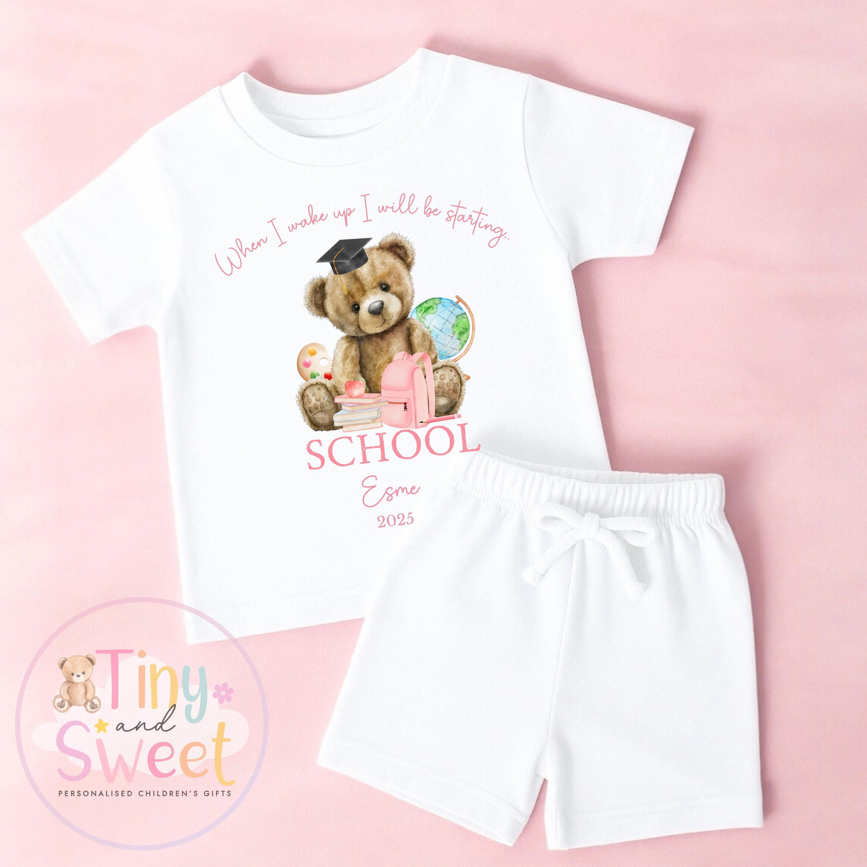 Personalised Starting School Pyjamas for Girls - When I wake up, Preschool, First Day