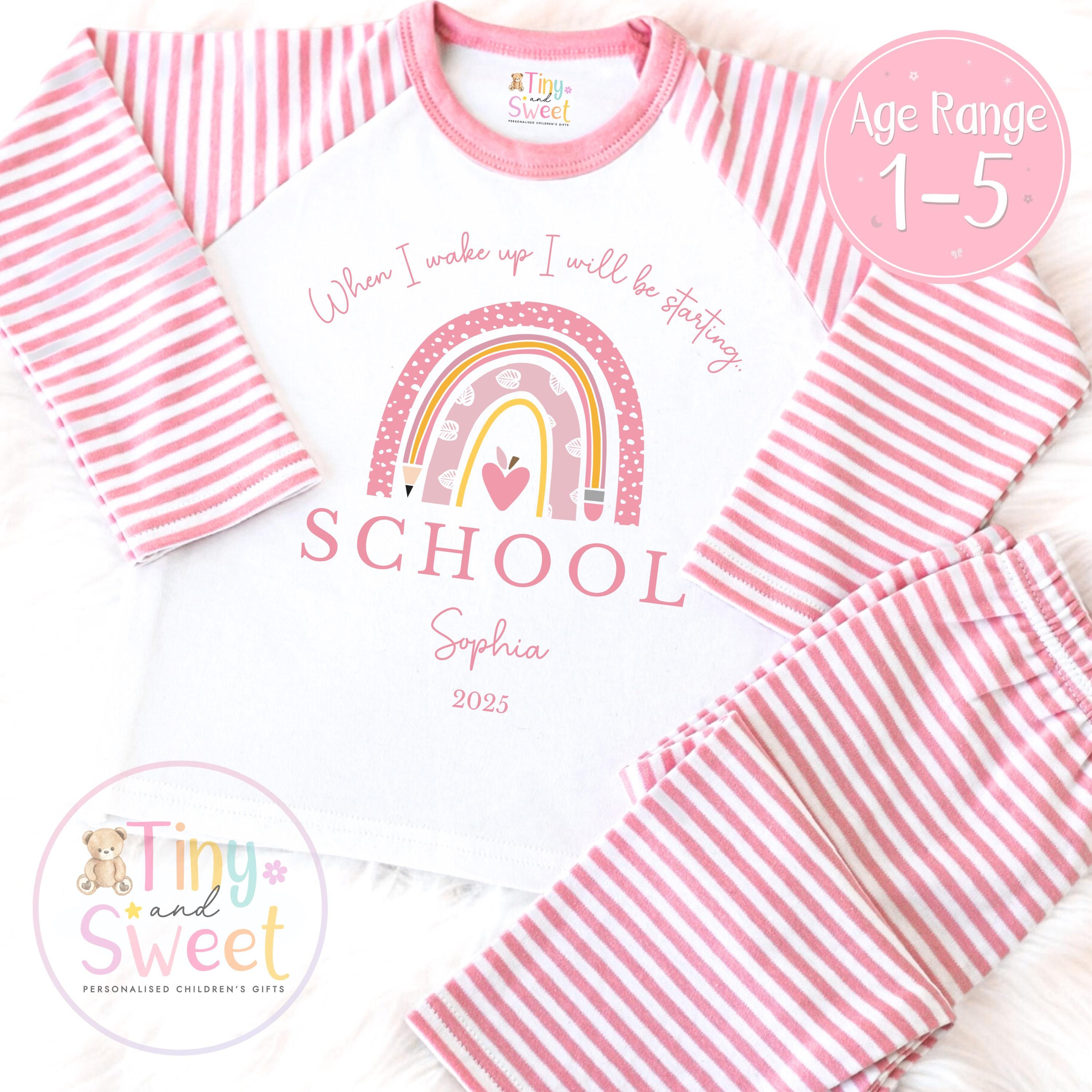 Personalised Starting School Pyjamas for Girls - When I wake up, Preschool, First Day