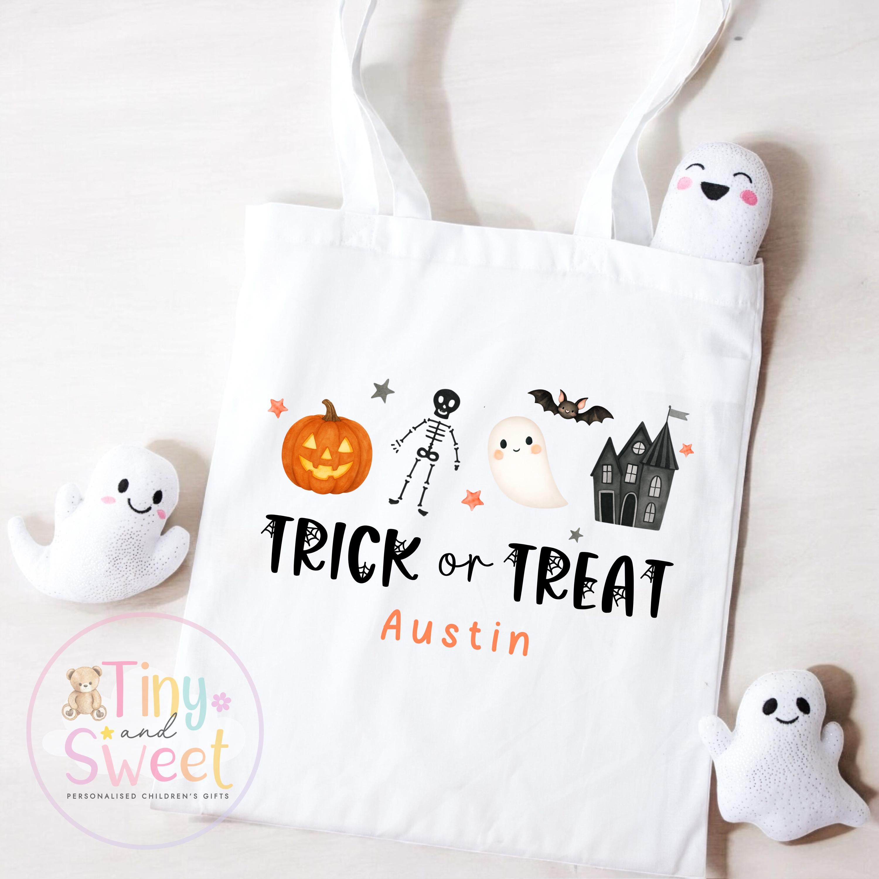 Personalised Halloween Trick-or-Treat Bag: Spooky Boo Box Pumpkin Tote for Children