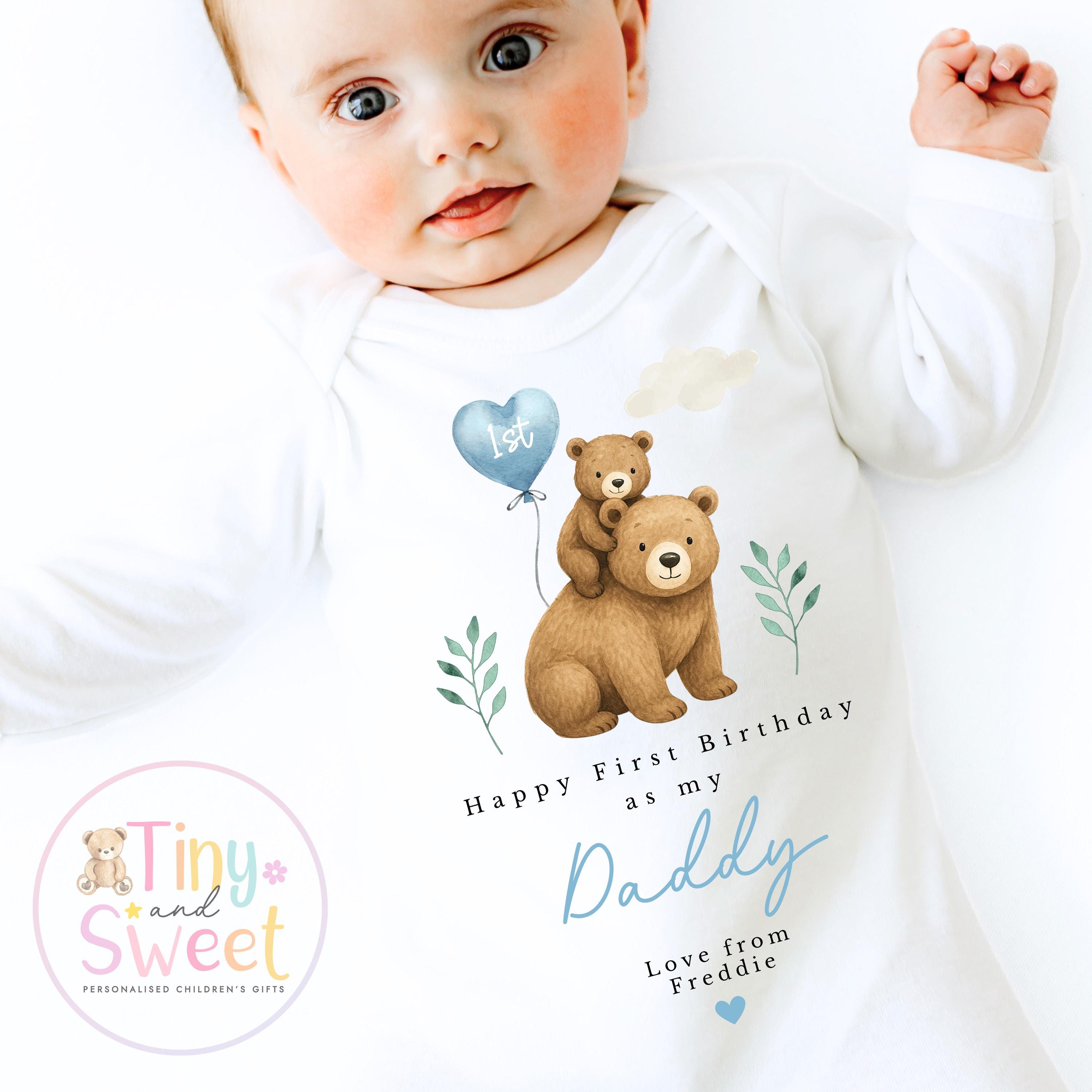 Happy First Birthday As My Daddy Sleepsuit - 1st Birthday As Daddy - Personalised Baby Boy Girl Gift - New Dad Present from Baby