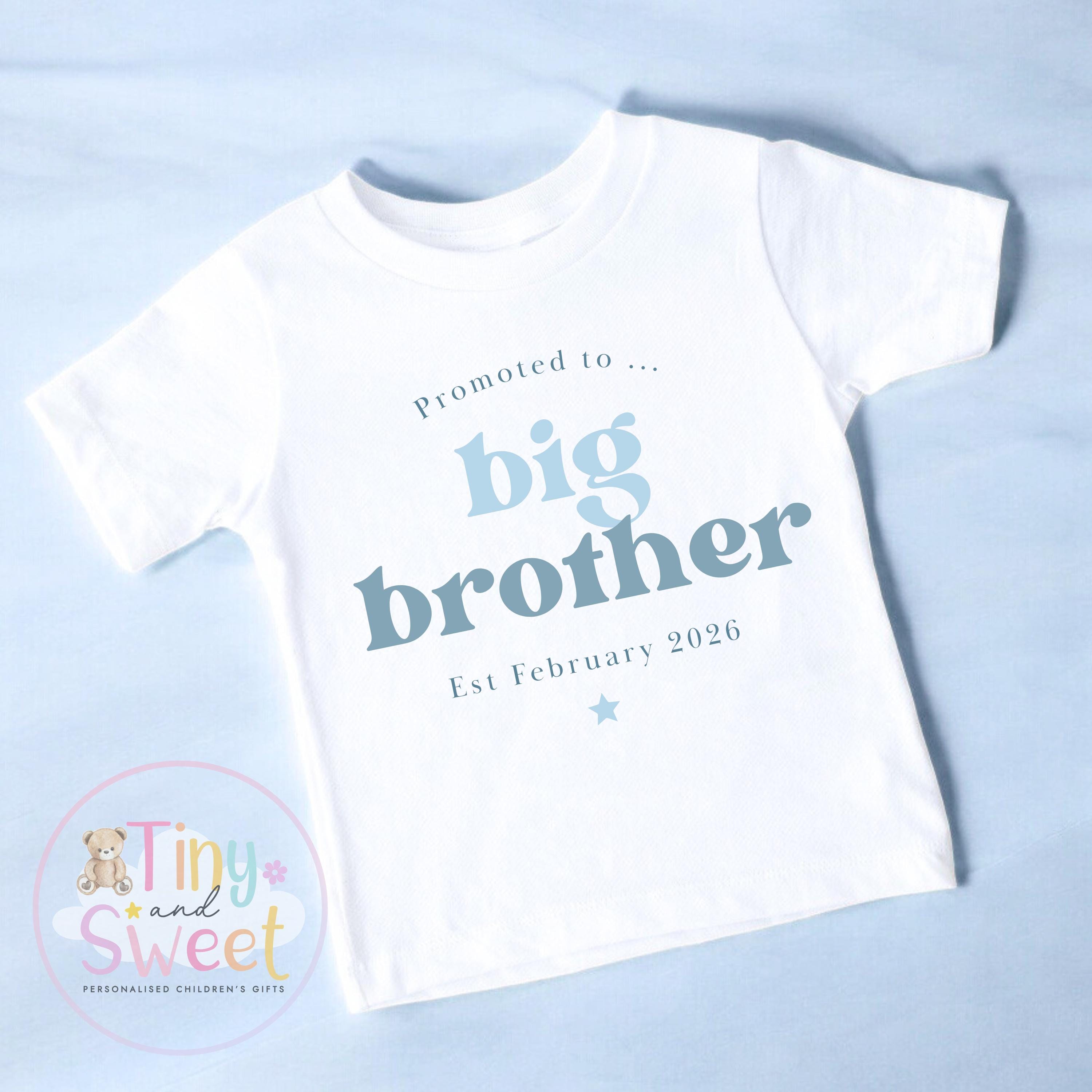 Personalised Big Brother T-Shirt – Custom Name Big Brother Outfit for Toddler – Pregnancy Announcement – New Baby Sibling Reveal Gift