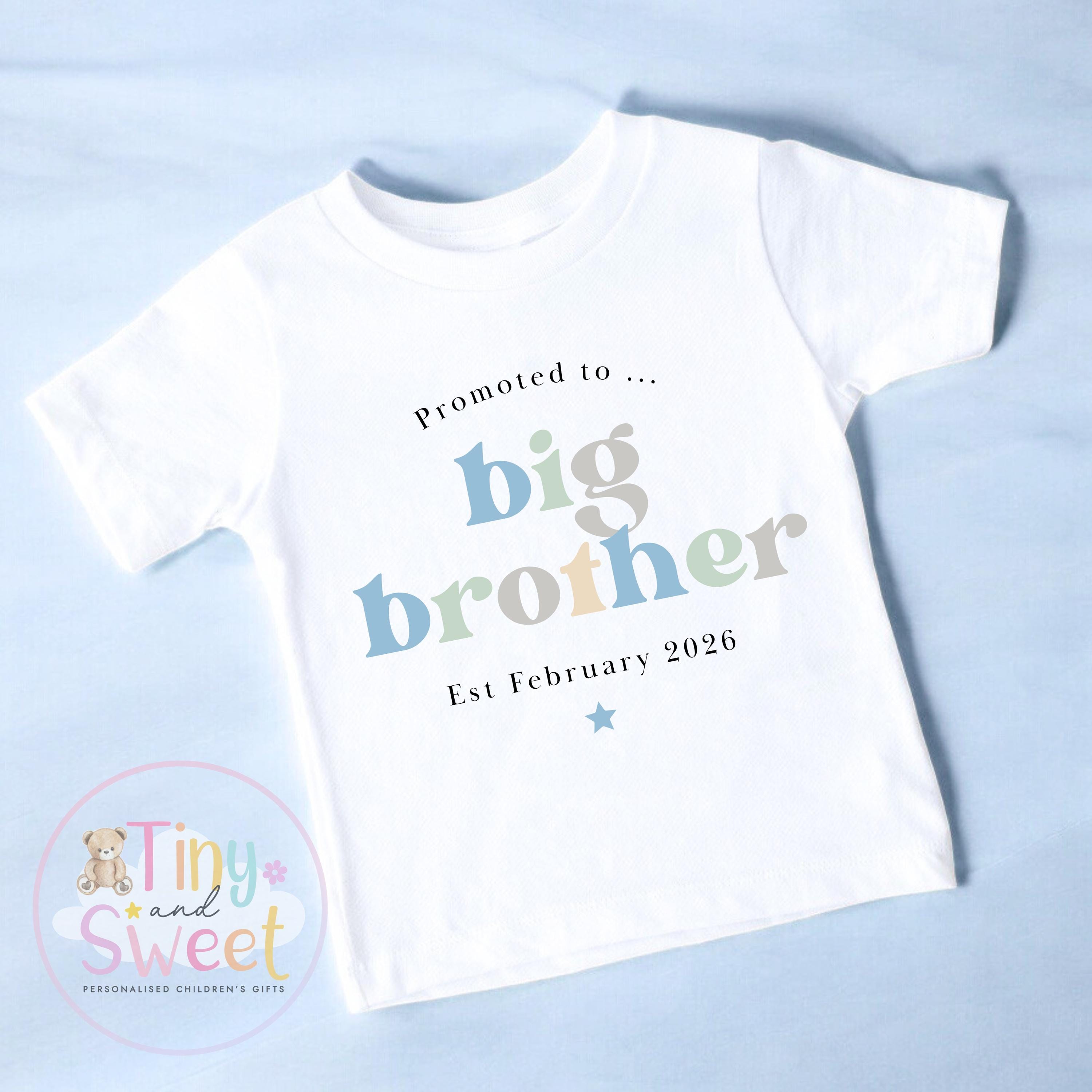 Personalised Big Brother T-Shirt – Custom Name Big Brother Outfit for Toddler – Pregnancy Announcement – New Baby Sibling Reveal Gift