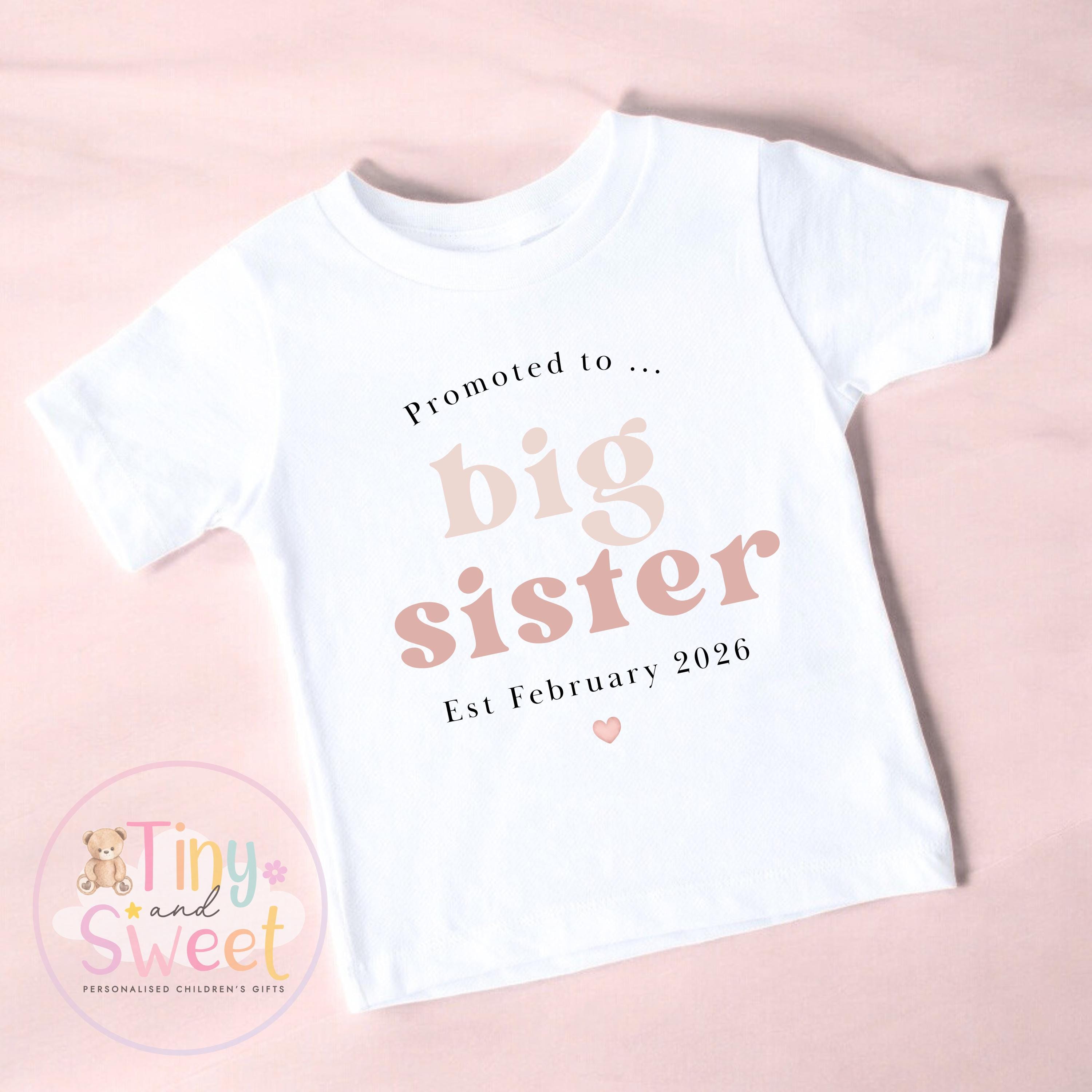 Personalised Big Sister T-Shirt | New Sibling Announcement Shirt | Custom Name Kids Top | Pregnancy Reveal Outfit | Baby Announcement Gift