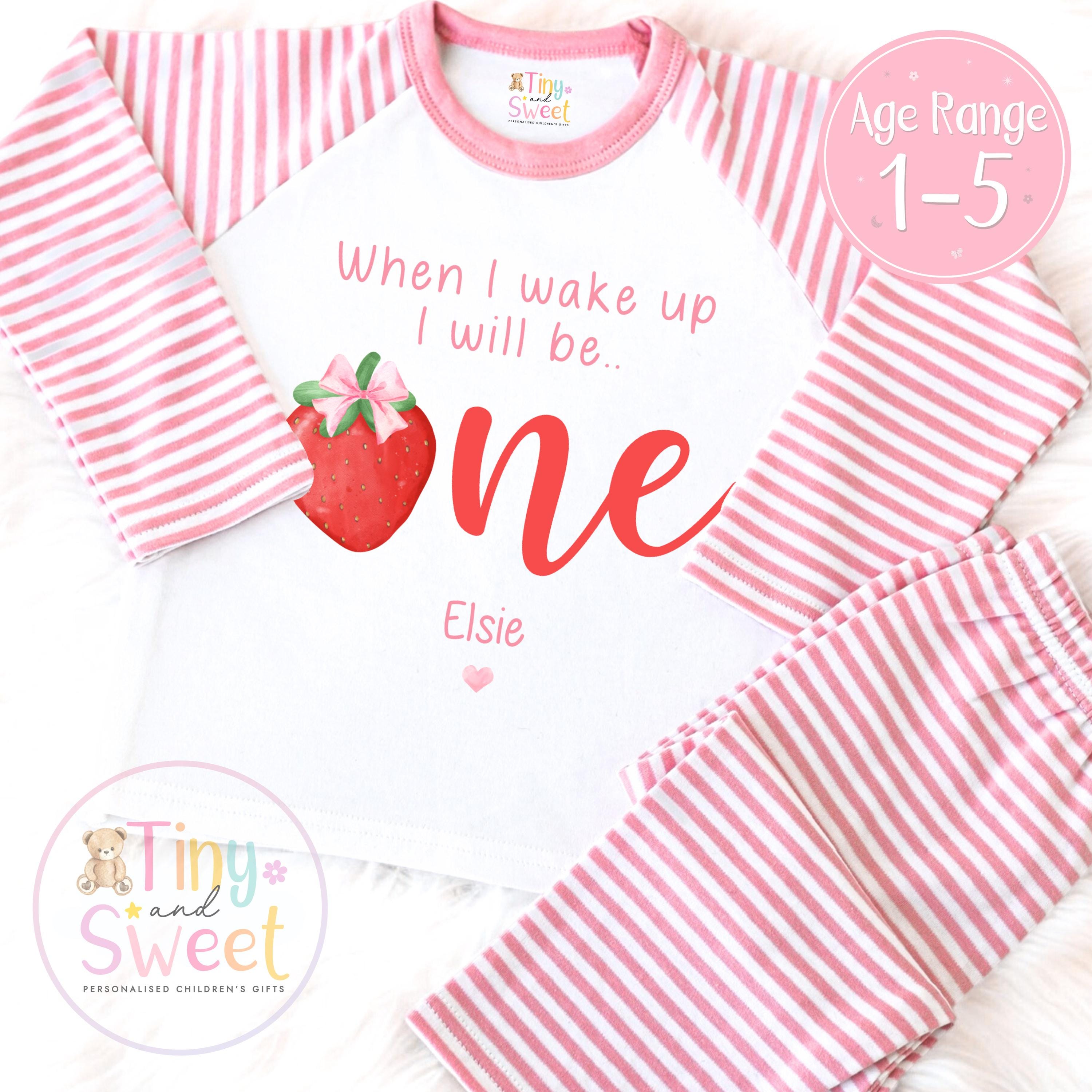 Personalised Toddler Baby Pyjamas, Berry First, When i wake up i&