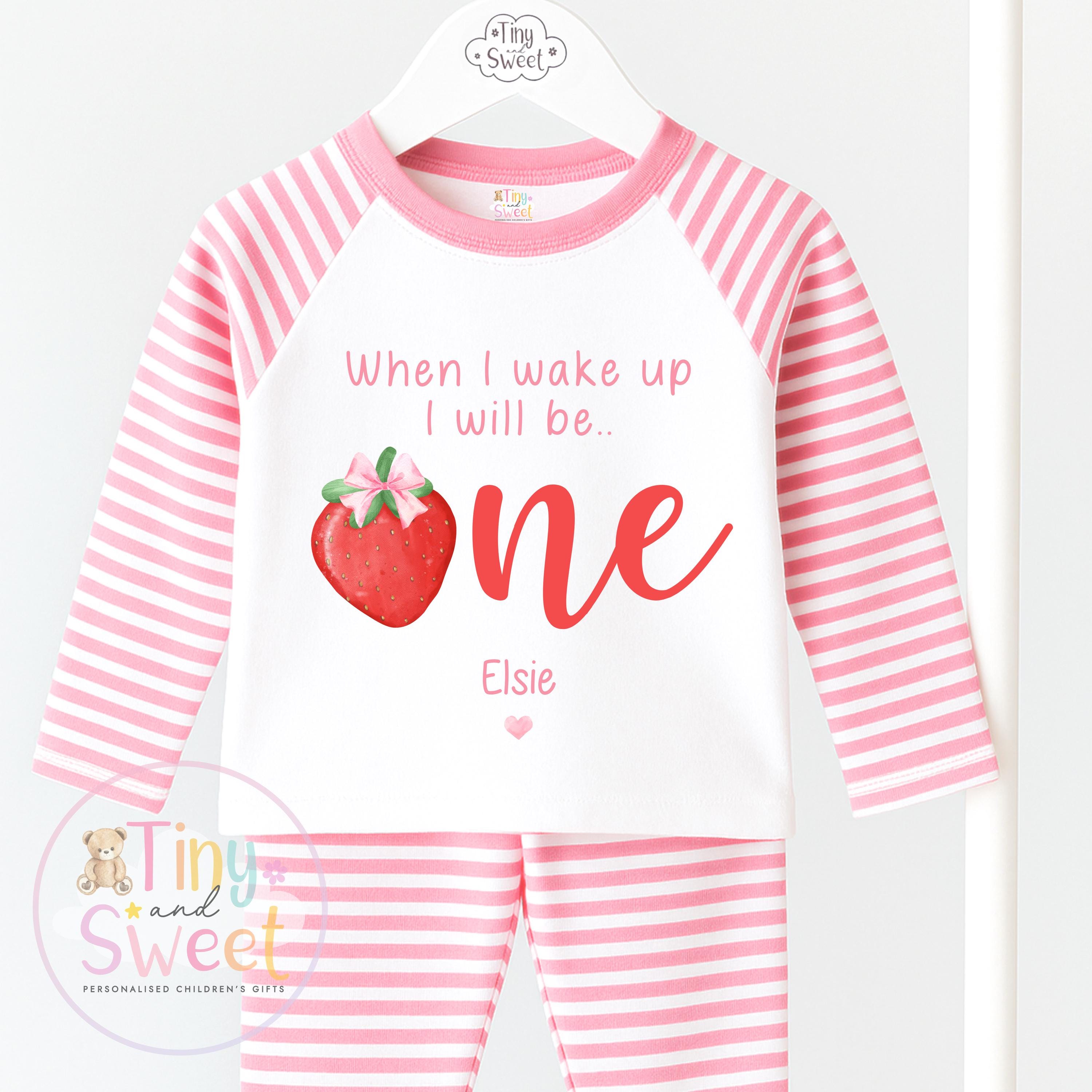 Personalised Toddler Baby Pyjamas, Berry First, When i wake up i&