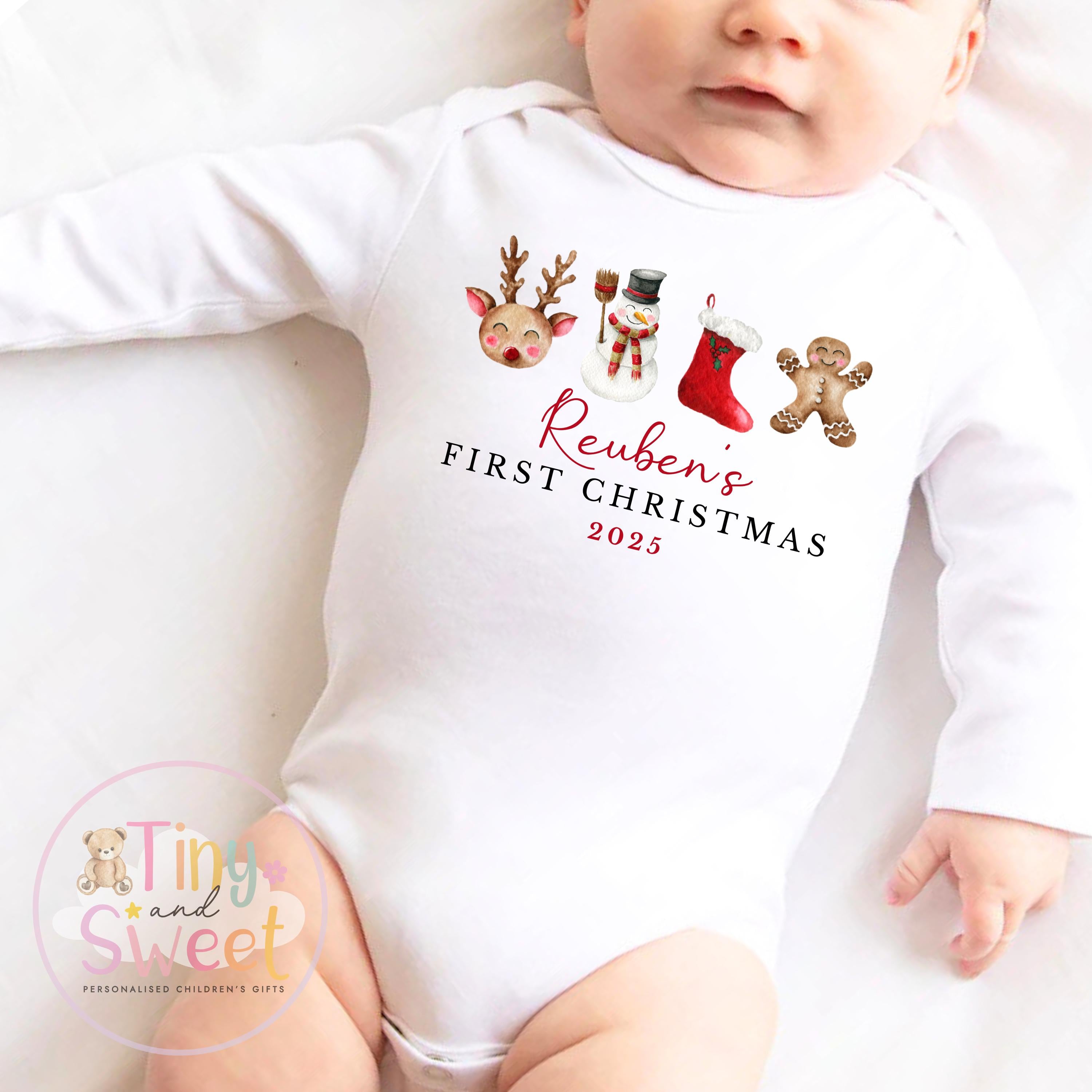 First Christmas Baby Grow , My First Christmas, Custom Name Sleepsuit, Baby’s First Christmas, Personalised Christmas Baby Outfit