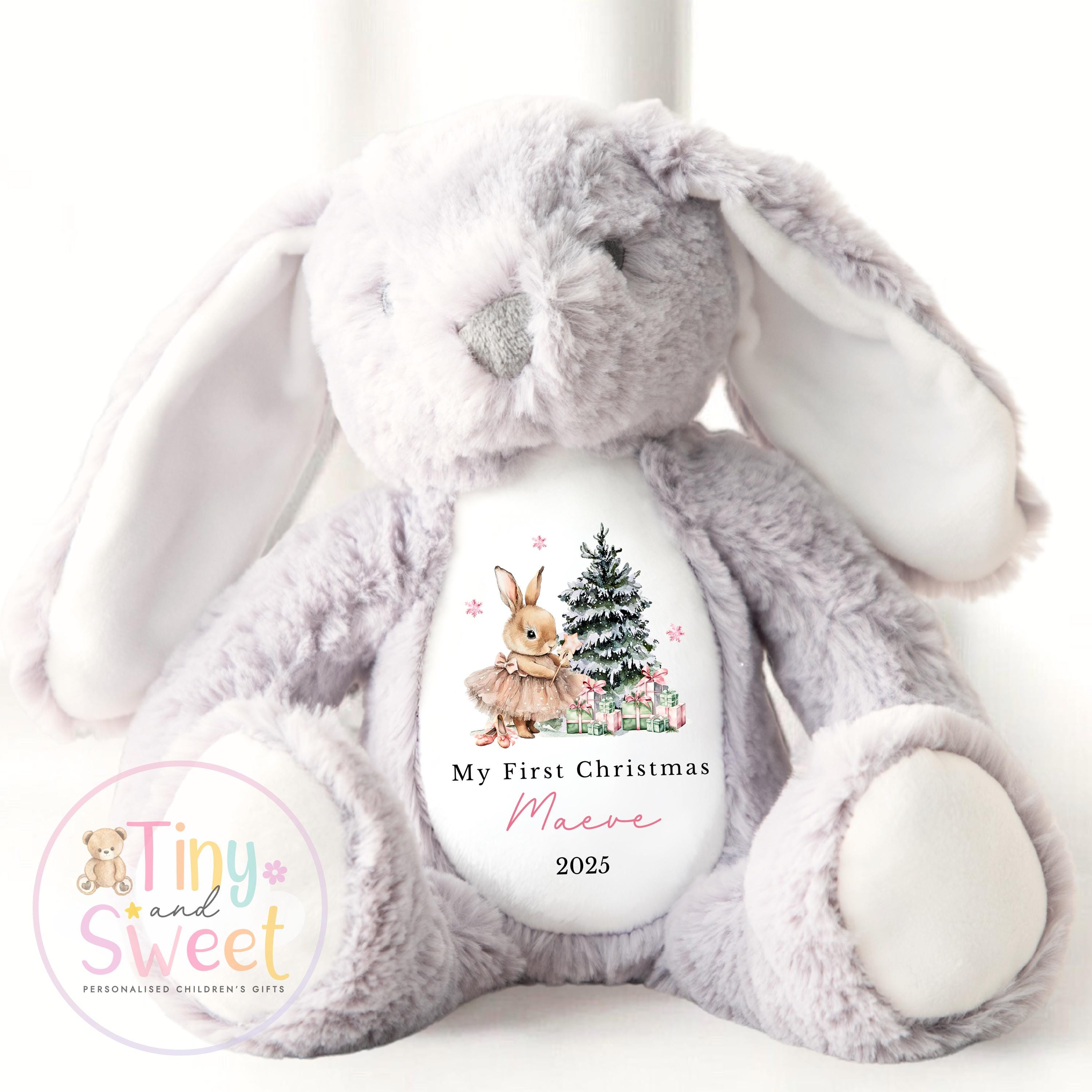 Personalised First Christmas Bunny Teddy Bear: Plush Christmas Keepsake