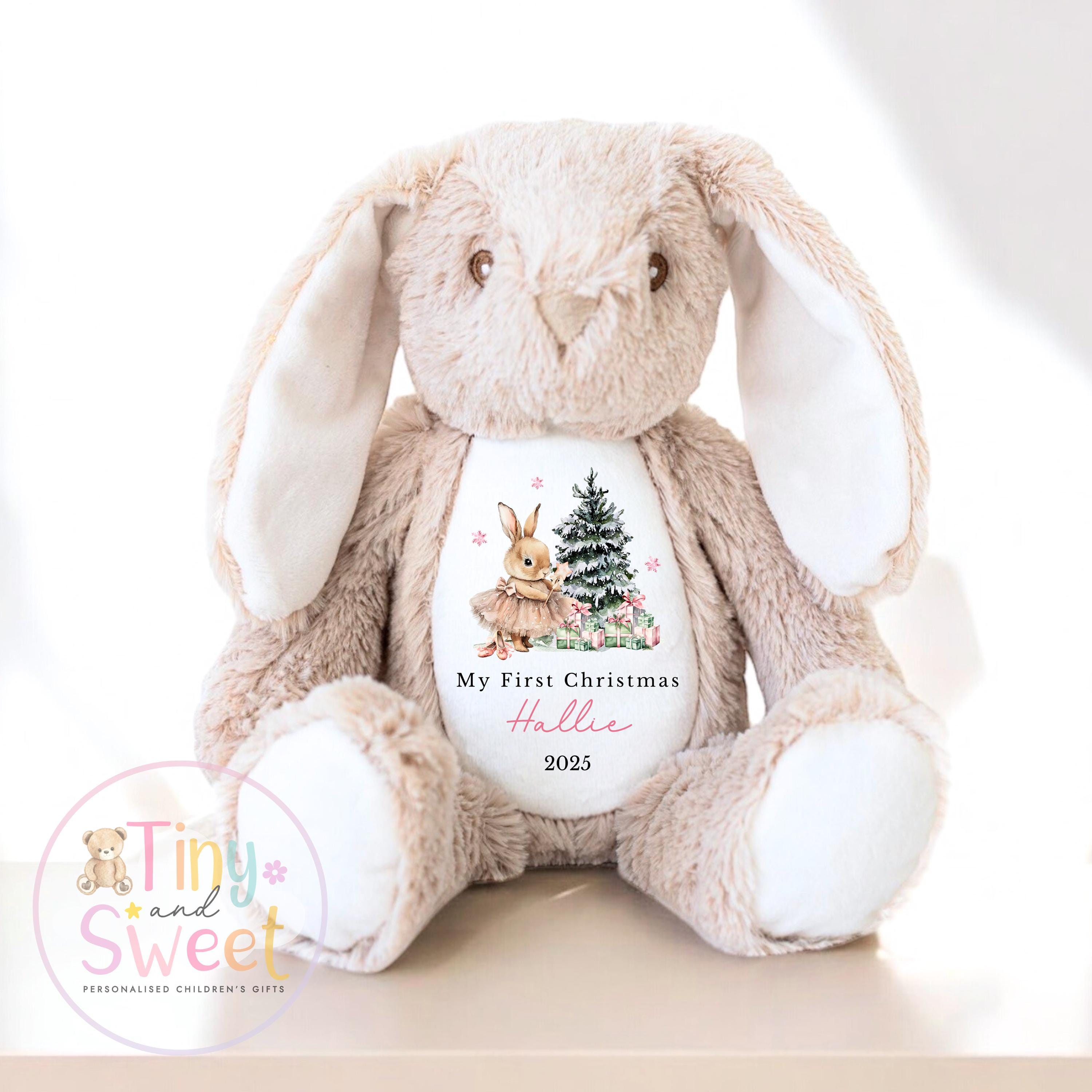 Personalised First Christmas Bunny Teddy Bear: Plush Christmas Keepsake