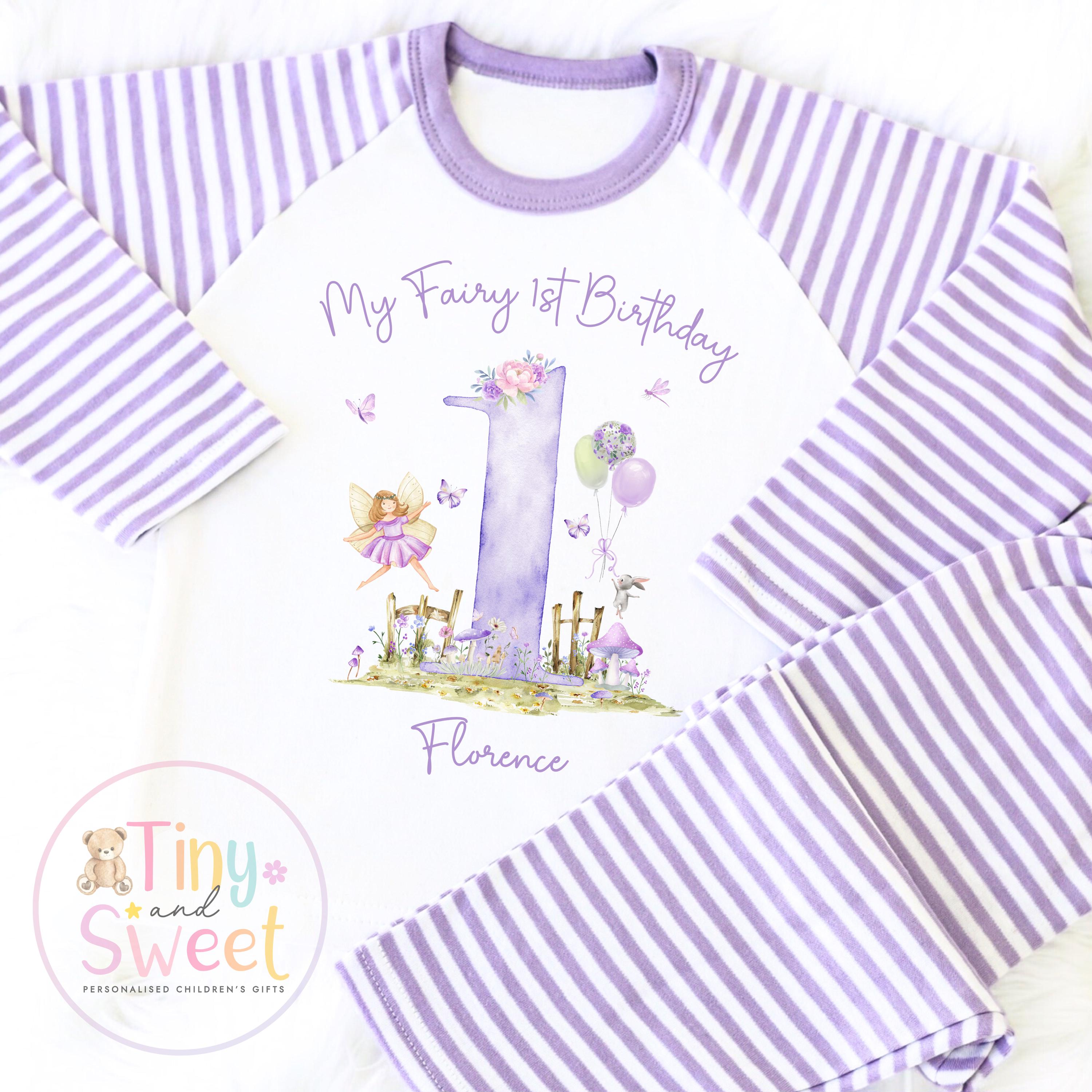 Personalised Fairy First Birthday Pyjamas, Fairy Birthday Pyjamas, Magical Fairy 1st Birthday PJs, Whimsical Fairy Birthday Pyjamas