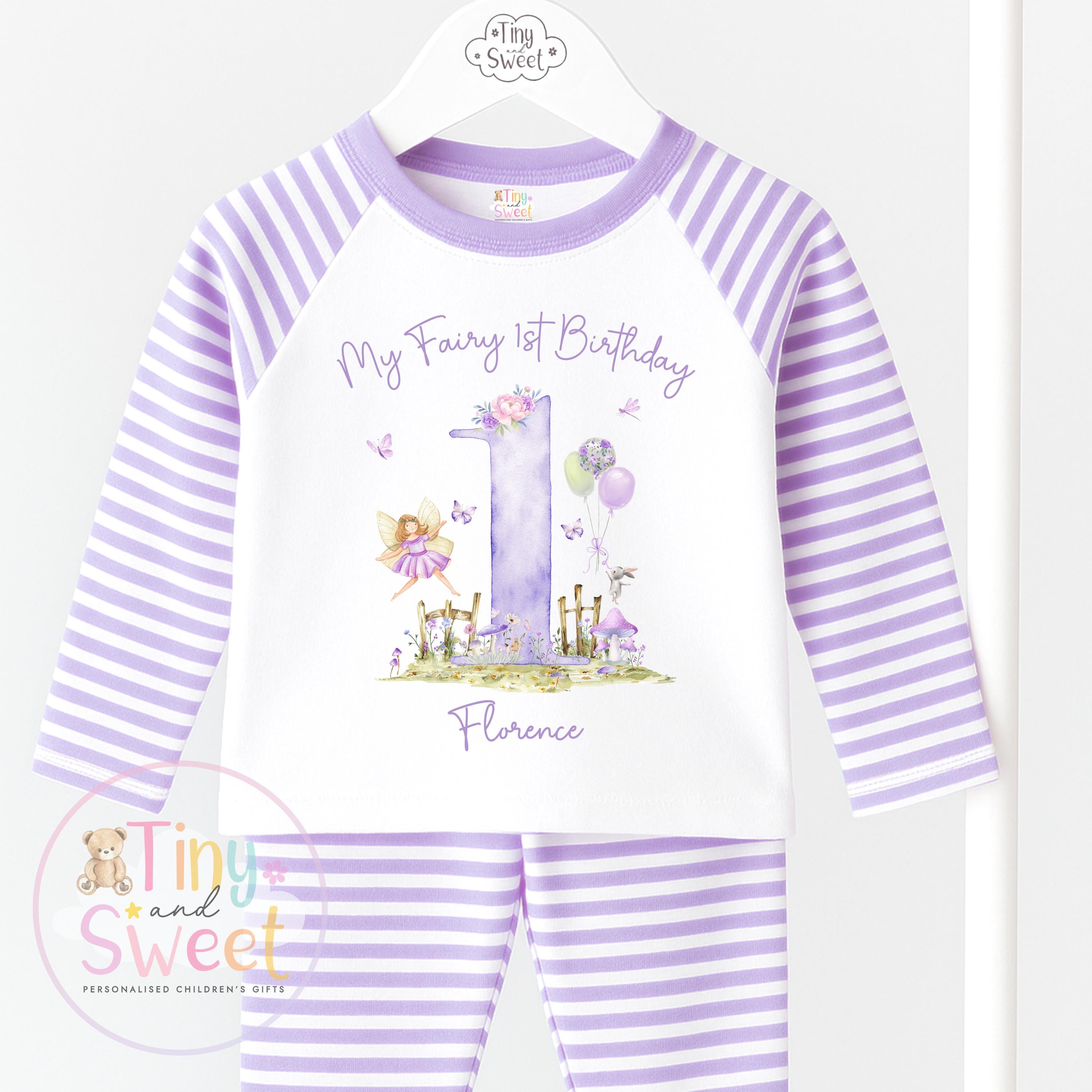 Personalised Fairy First Birthday Pyjamas, Fairy Birthday Pyjamas, Magical Fairy 1st Birthday PJs, Whimsical Fairy Birthday Pyjamas