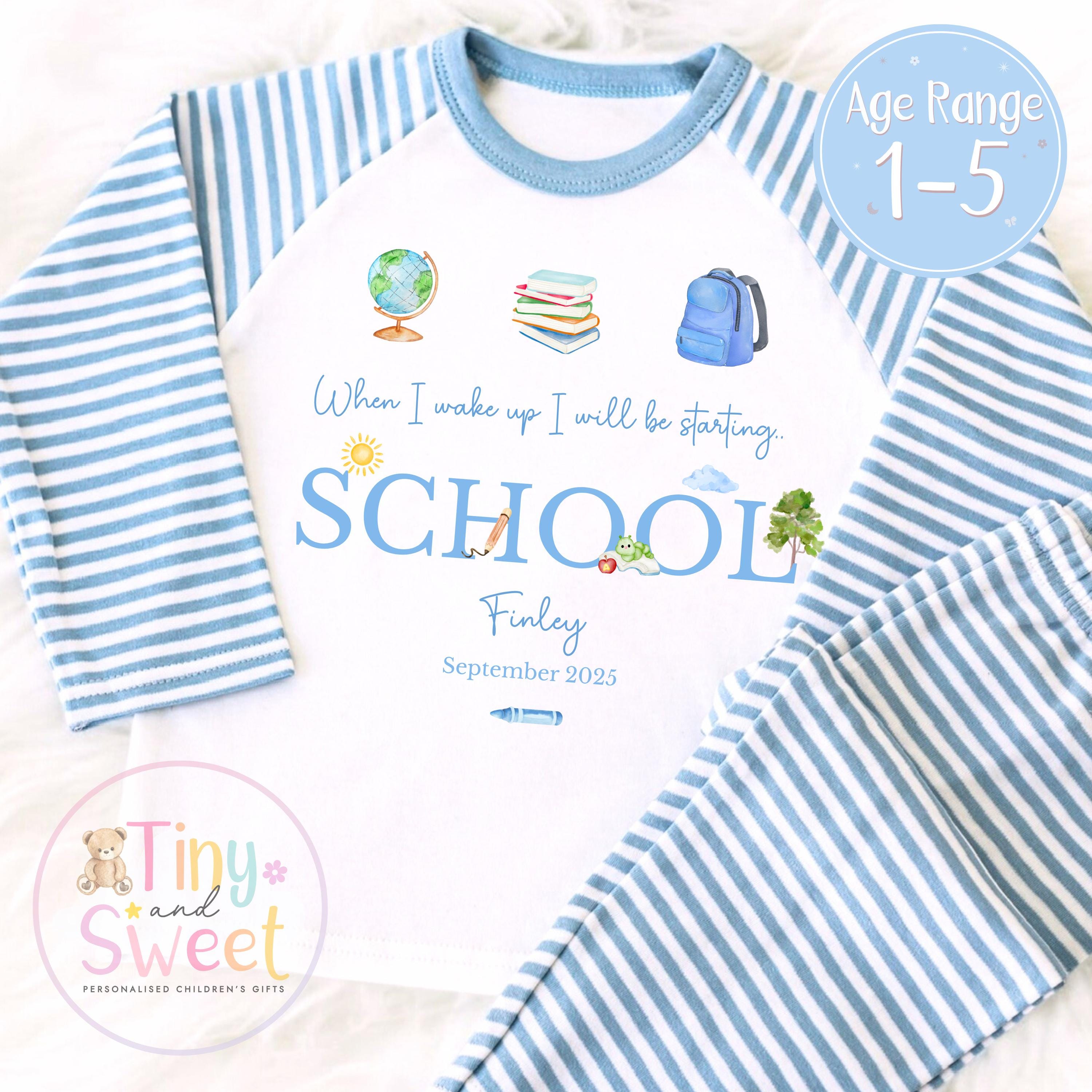 Personalised Starting School Pyjamas for Boys - When I wake up, Preschool, First Day