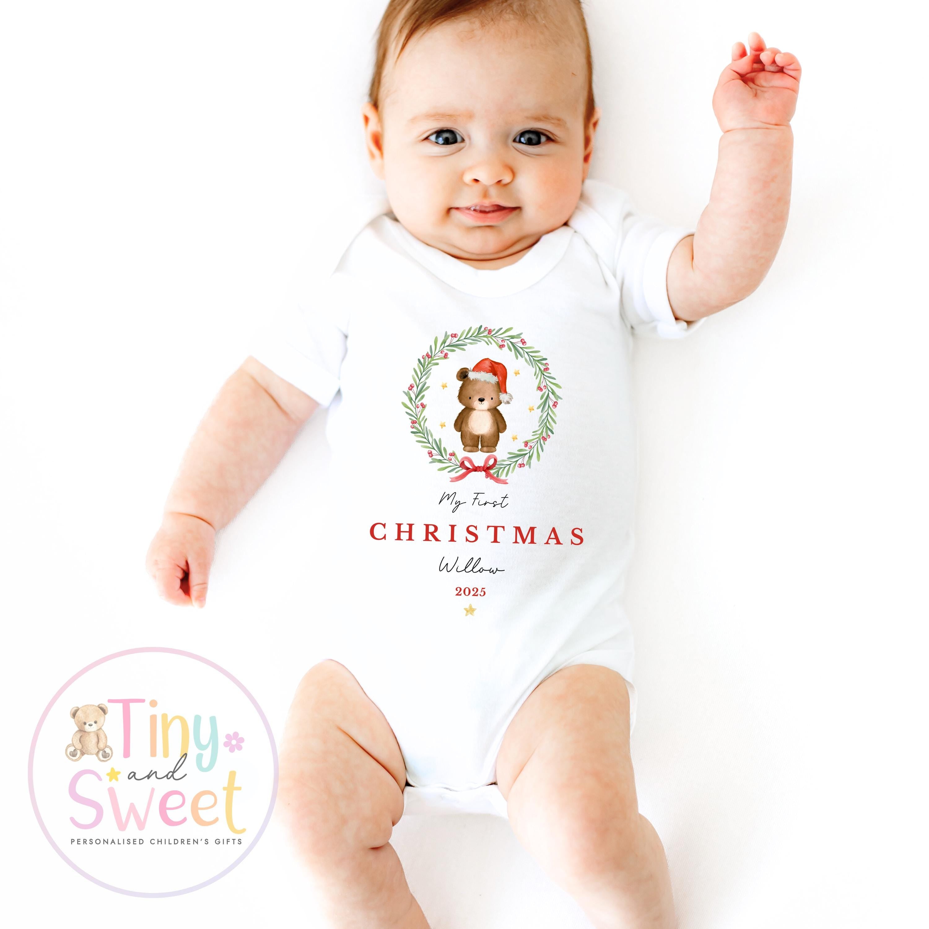 My First Christmas Sleepsuit, Personalised My First Christmas Babygrow, Baby’s 1st Christmas Outfit, Newborn Christmas Outfit, First Xmas