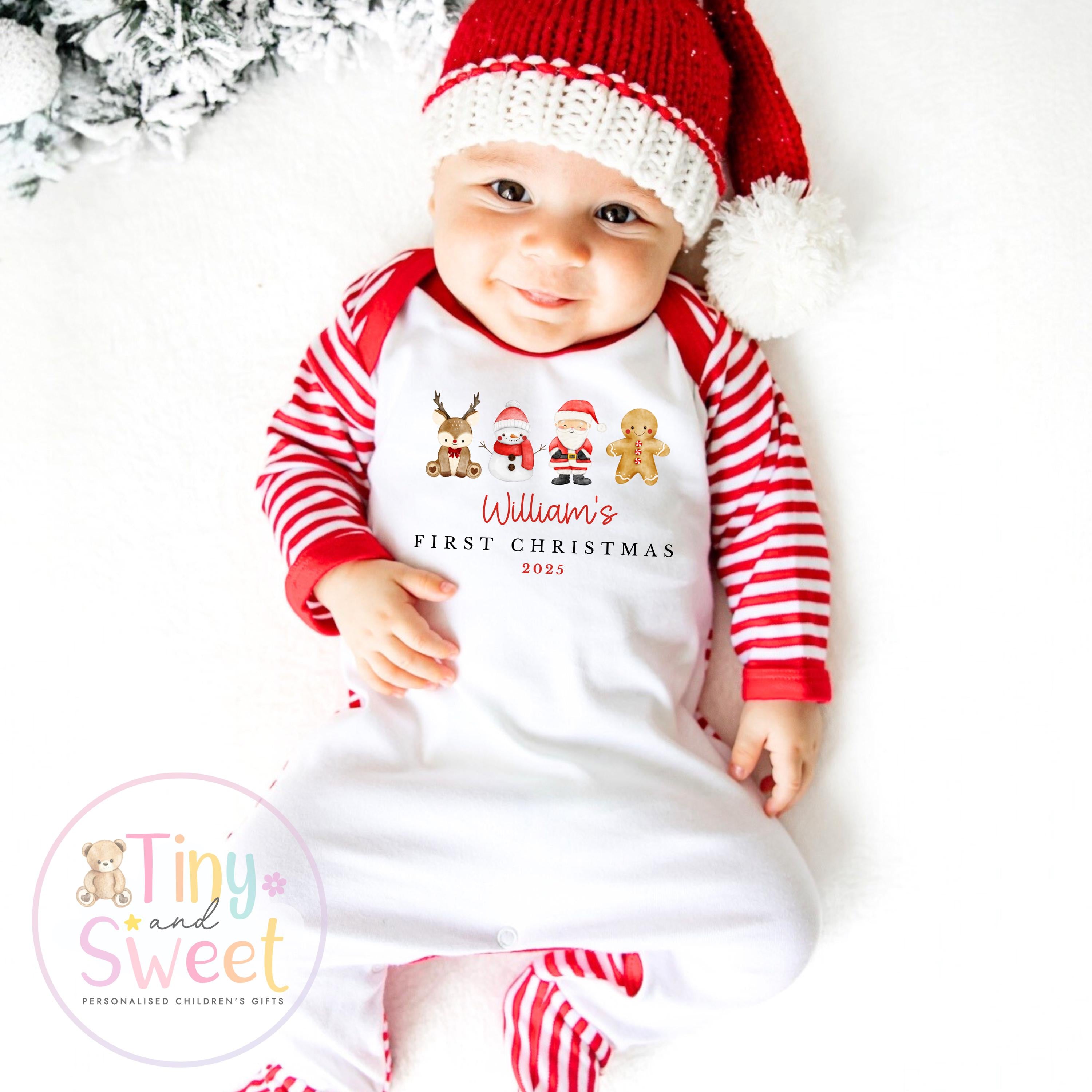 Personalised Babies First Christmas Sleepsuit, 1st Xmas, Christmas pjs, Pyjamas, 1st Xmas Babygrow, Christmas Outfit for baby, Santa