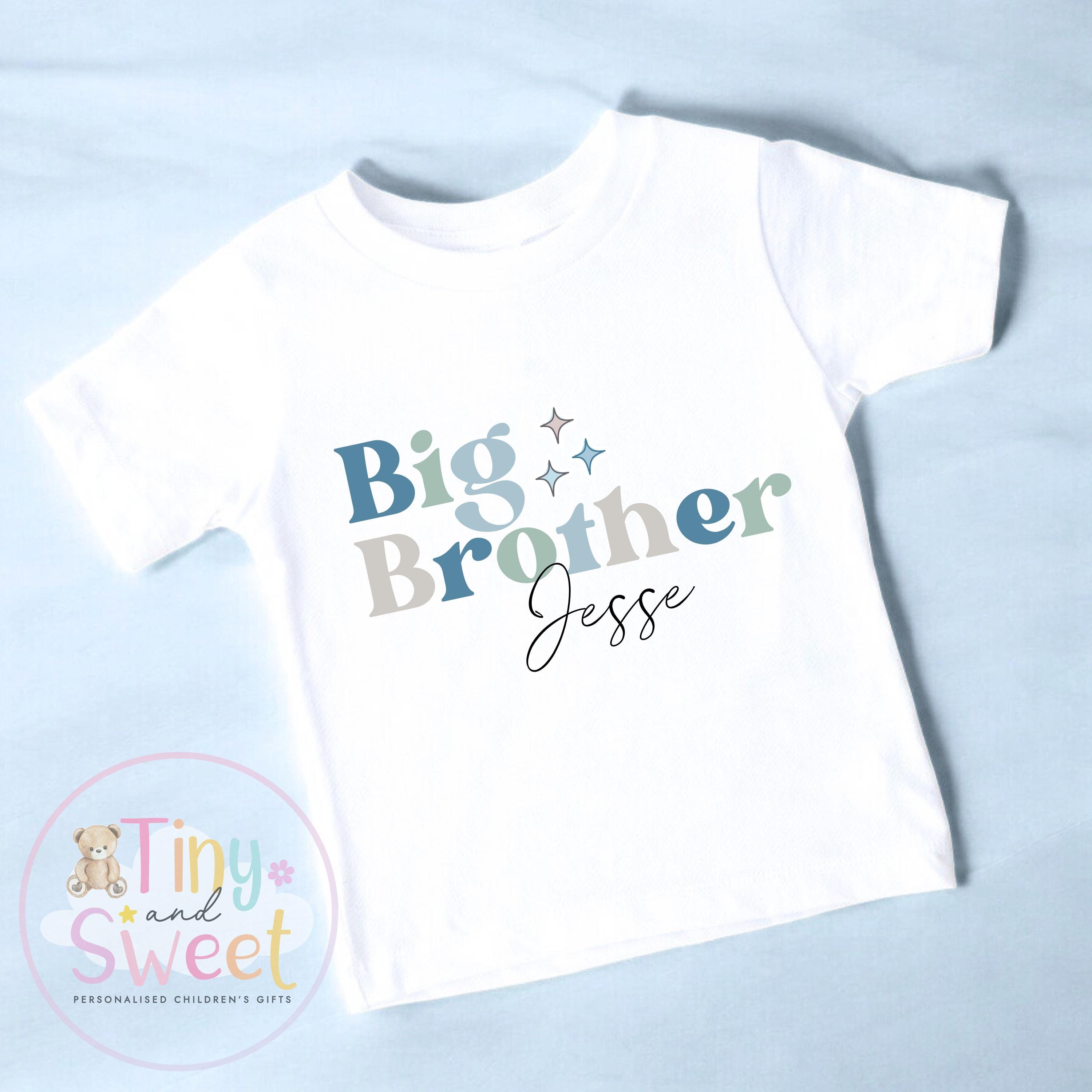 Personalised Cute Big Brother T-Shirt for Pregnancy Announcement - Sibling Gift for New Baby Reveal