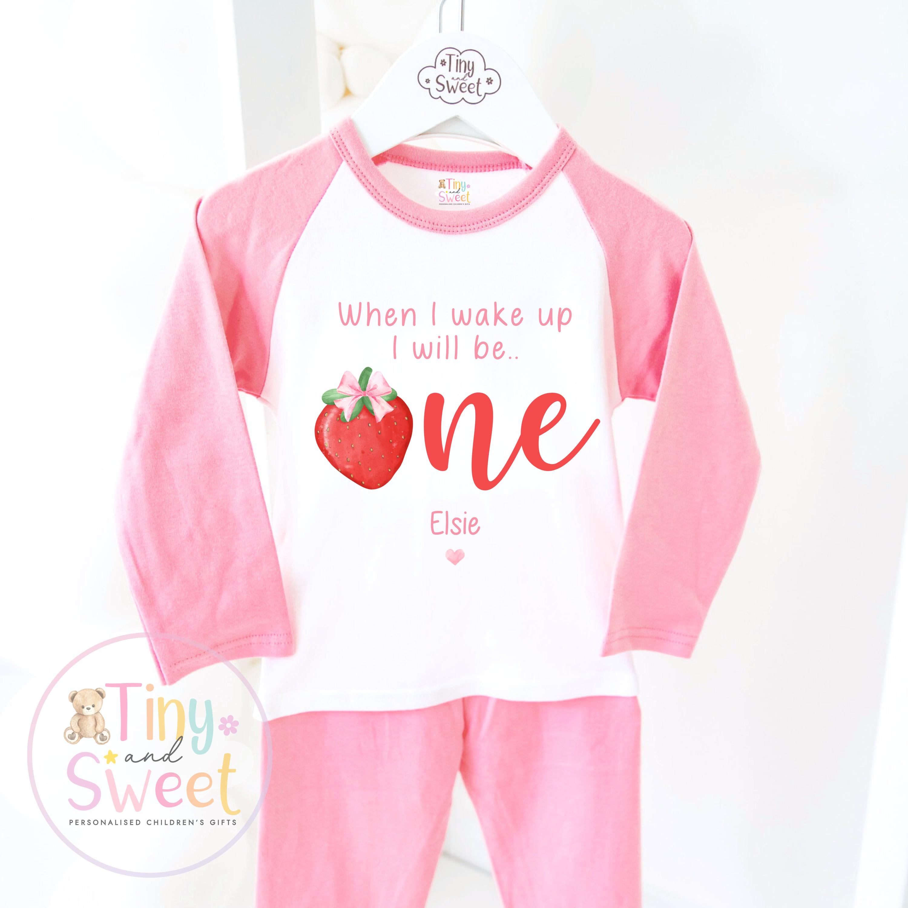 Personalised Toddler Baby Pyjamas, Berry First, When i wake up i&