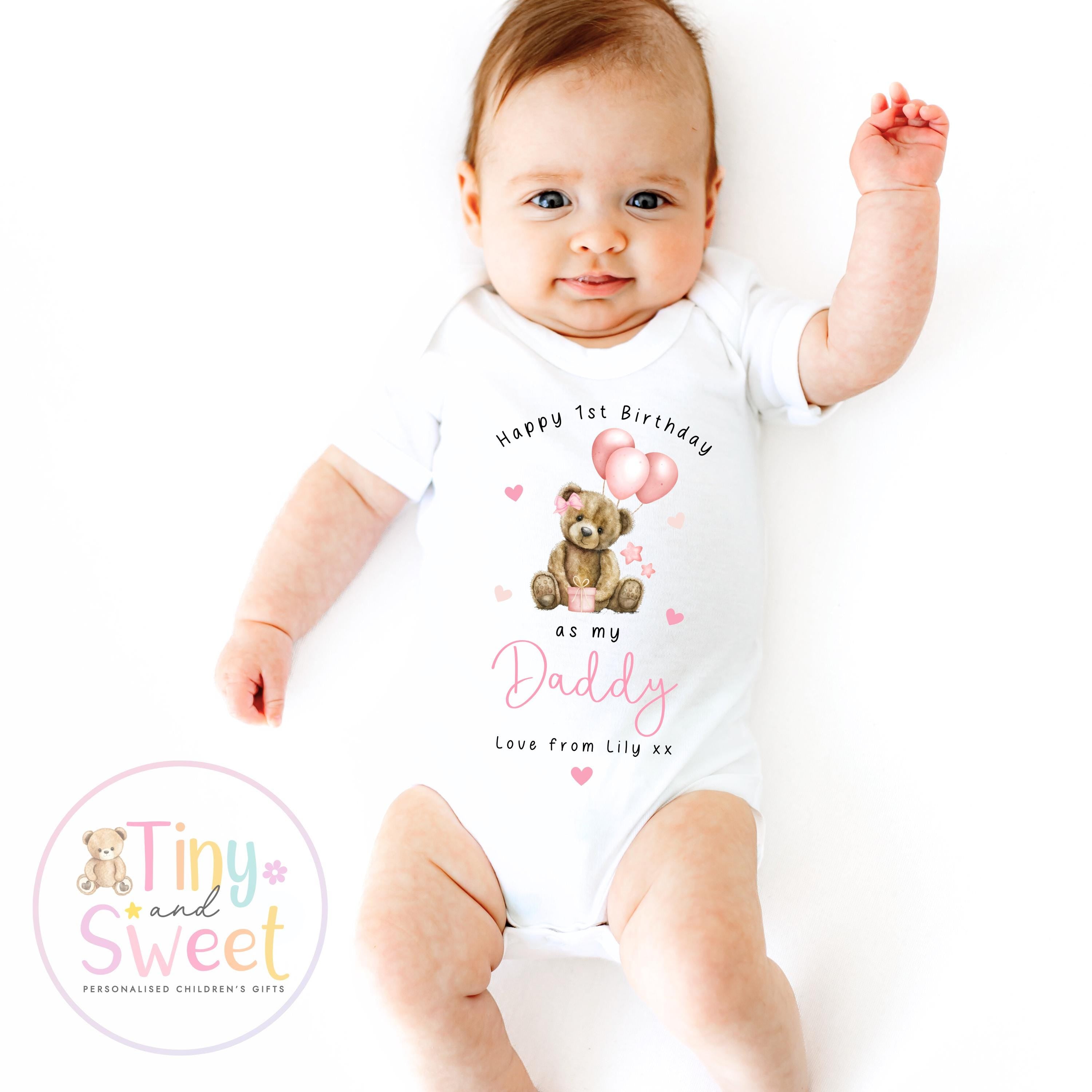Happy 1st Birthday as My Daddy Bear, Baby Outfit, Daddy Bear’s 1st Birthday, 1st Birthday as My Daddy Bear, Cute Baby Vest or Tee