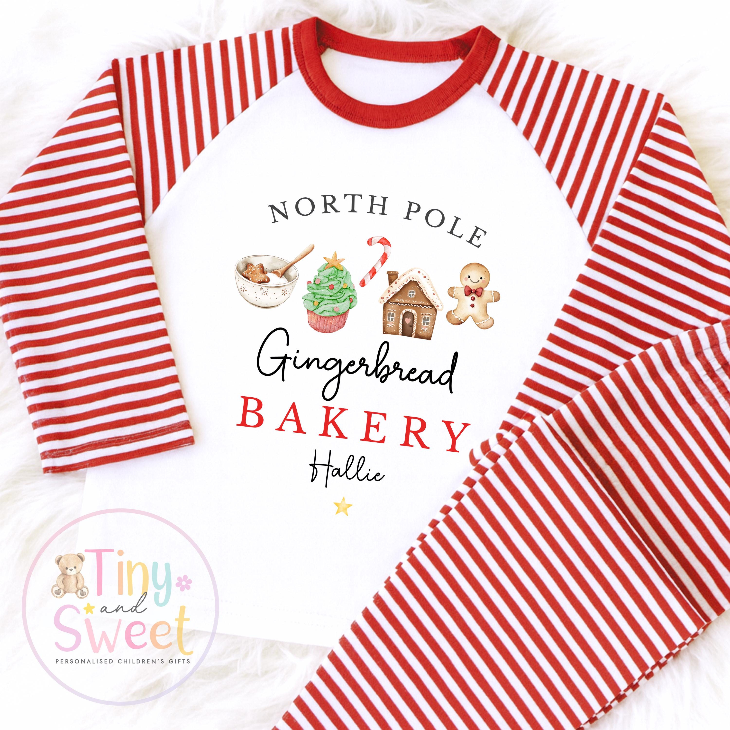 Gingerbread Bakery Christmas Pyjamas, Christmas Eve Pyjamas, Christmas Nightwear, Childrens Christmas pjs, Xmas pjs, Kids Christmas Pjs