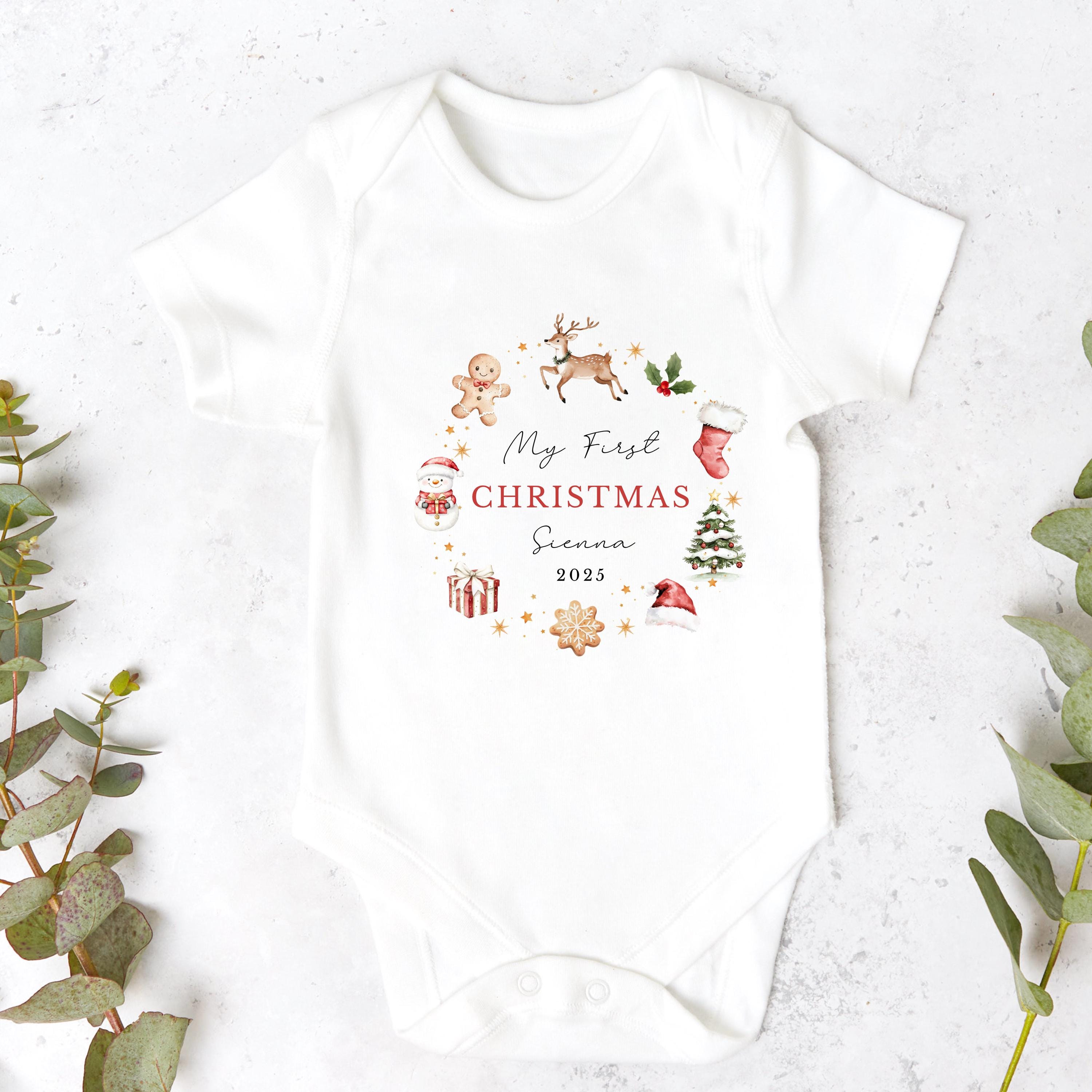 Personalised Babies First Christmas Ballerina Sleepsuit, Babies 1st Xmas Gift Idea, Pyjamas, 1st Xmas Babygrow, Christmas Outfit for baby
