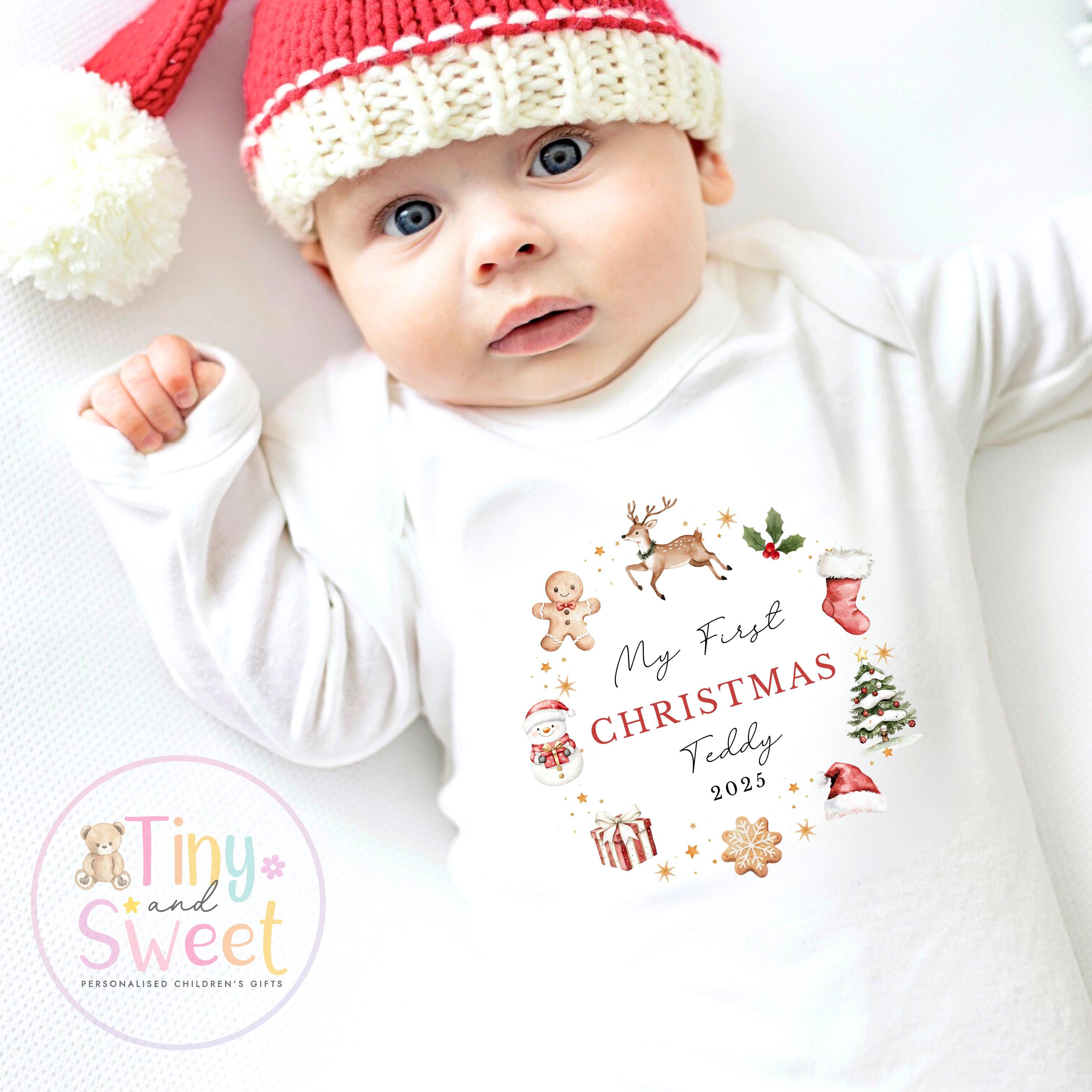 Personalised Babies First Christmas Ballerina Sleepsuit, Babies 1st Xmas Gift Idea, Pyjamas, 1st Xmas Babygrow, Christmas Outfit for baby