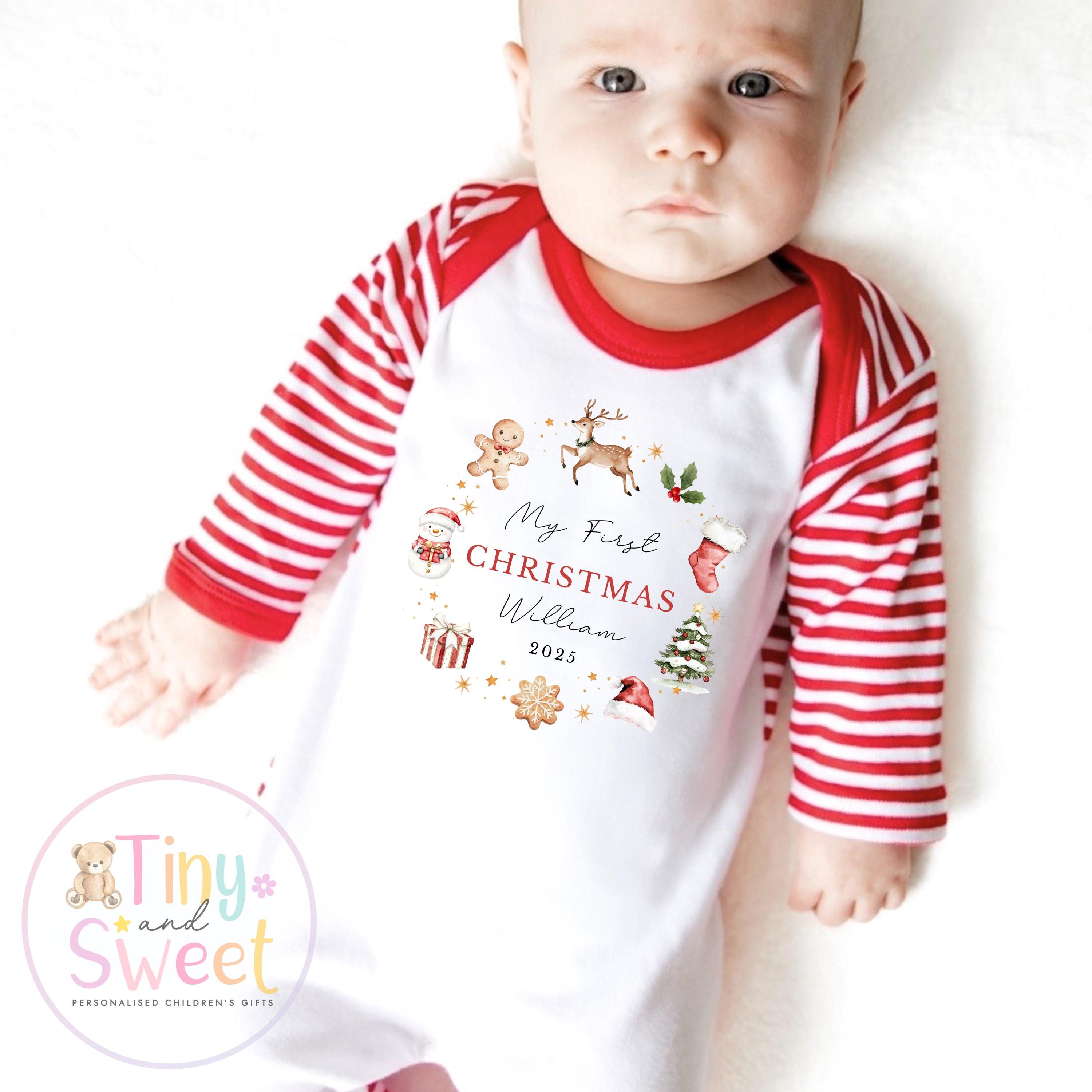 Personalised Babies First Christmas Ballerina Sleepsuit, Babies 1st Xmas Gift Idea, Pyjamas, 1st Xmas Babygrow, Christmas Outfit for baby