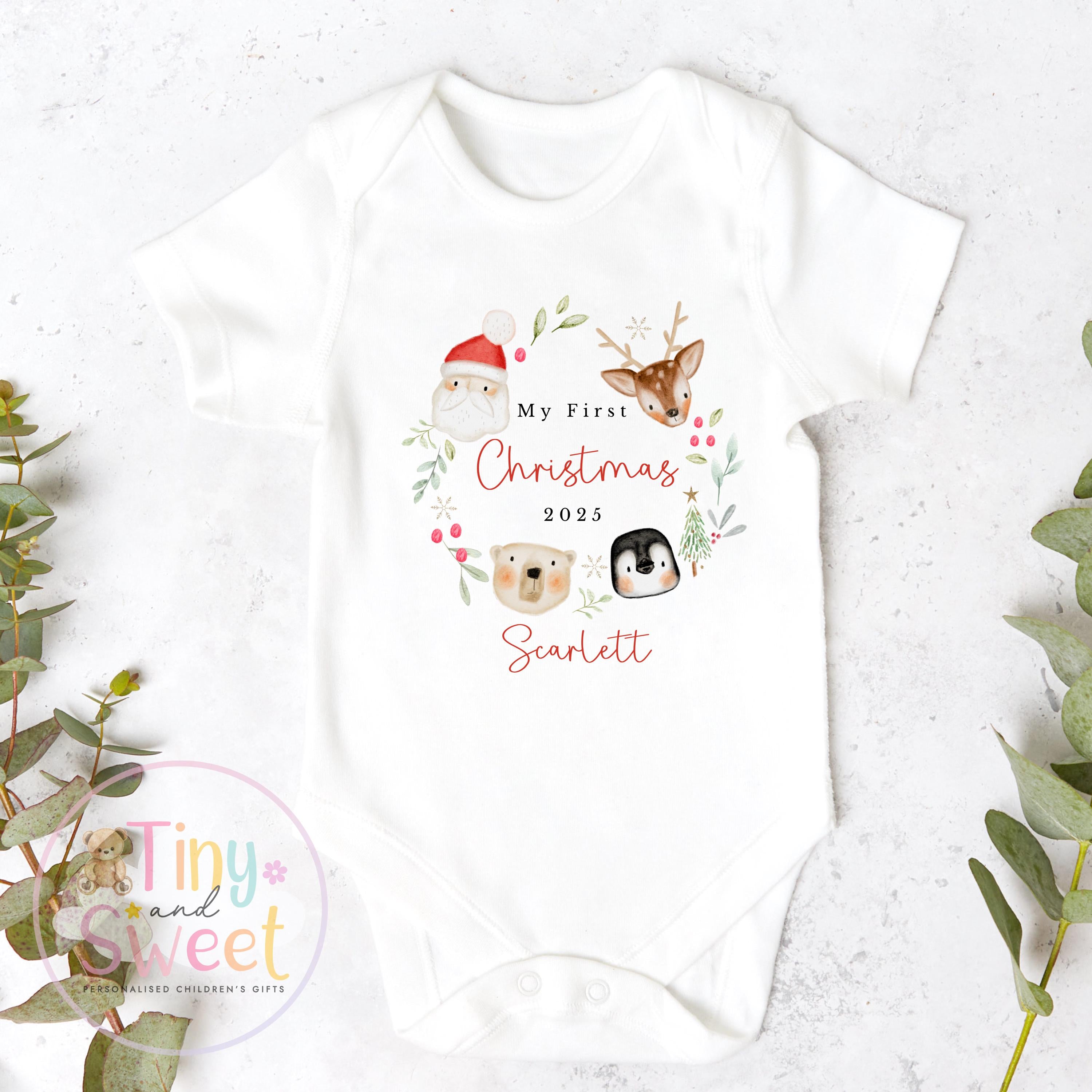 First Christmas Baby Grow , My First Christmas, Custom Name Sleepsuit, Baby’s First Christmas, Personalised Christmas Baby Outfit