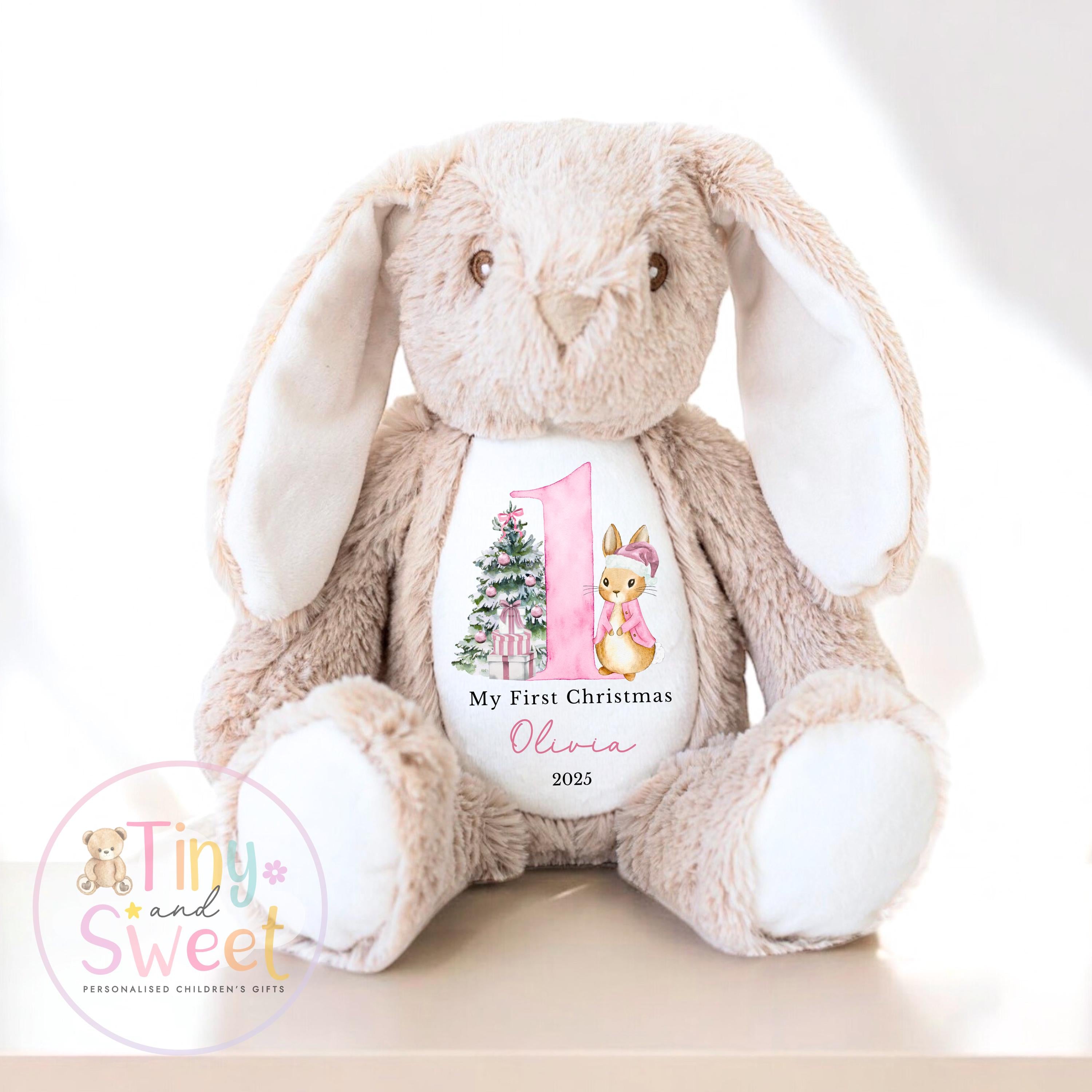 My First Christmas Bunny, Personalised Christmas Soft Toy, Baby’s First Christmas Soft Toy Gift, My First Christmas Keepsake Gift