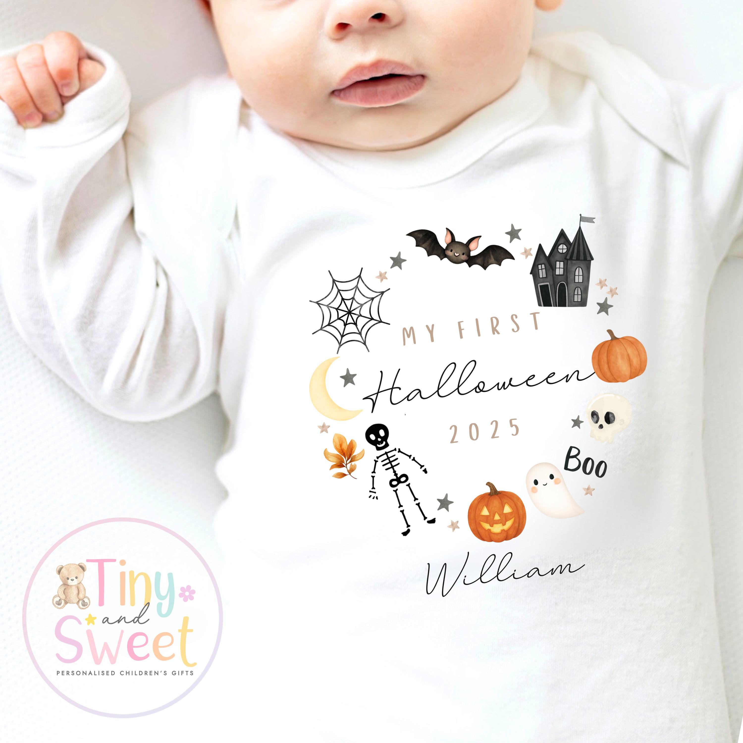 First Halloween Sleepsuit, Baby 1st Halloween Gift Idea, 1st Halloween Babygrow, Halloween Outfit for baby, Halloween costume