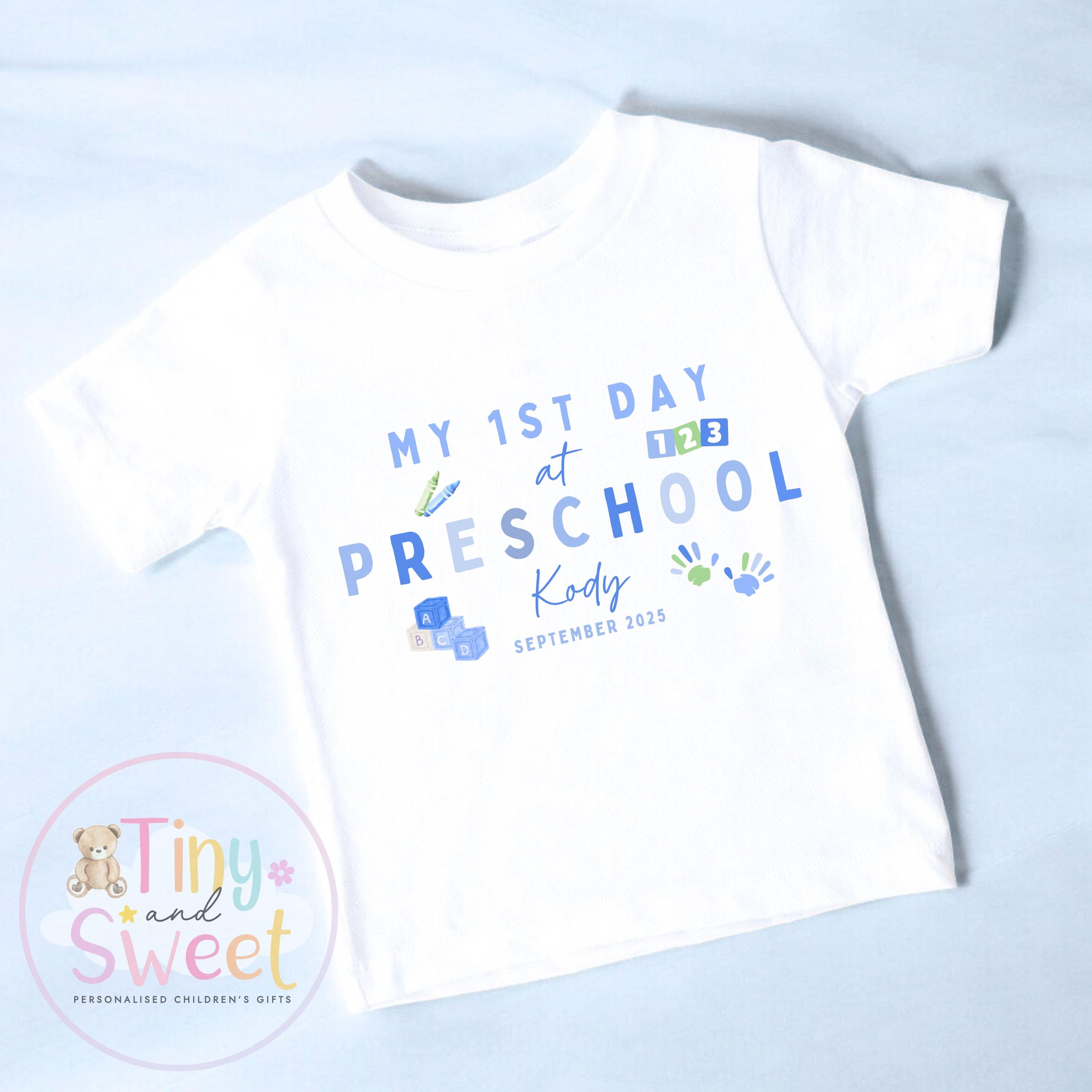 Personalised First Day at Nursery T-Shirt โ Custom Toddler Preschool Top, Personalised First Day of Preschool T-Shirt, First Day T-Shirt
