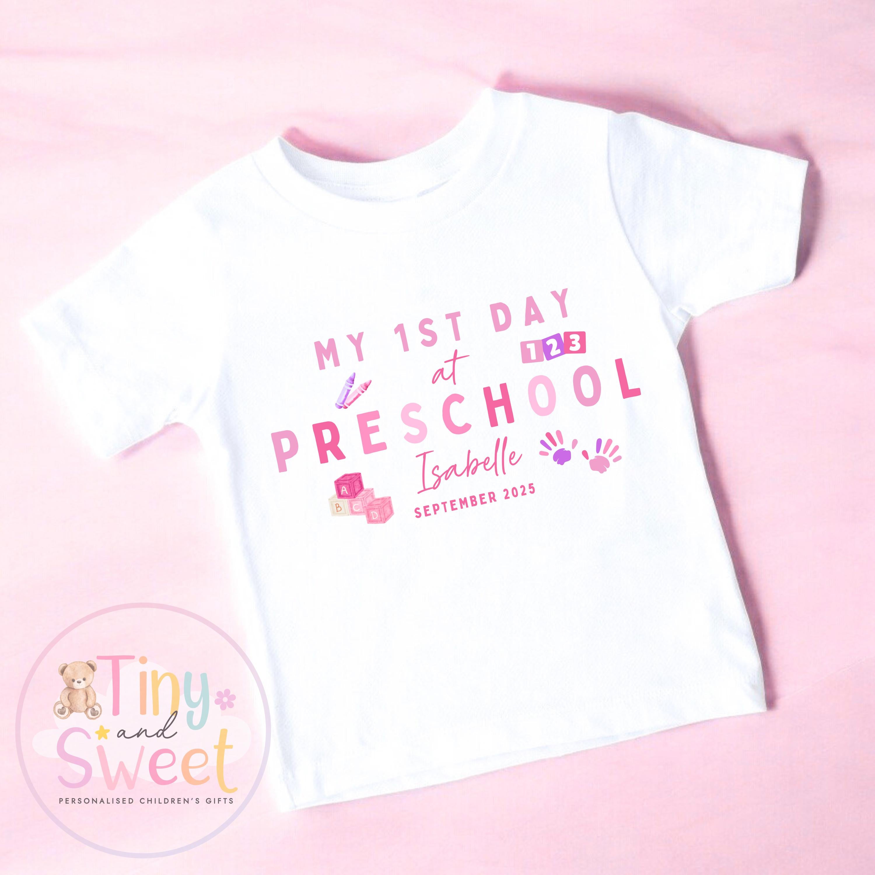 Personalised First Day at Nursery T-Shirt โ Custom Toddler Preschool Top, Personalised First Day of Preschool T-Shirt, First Day T-Shirt