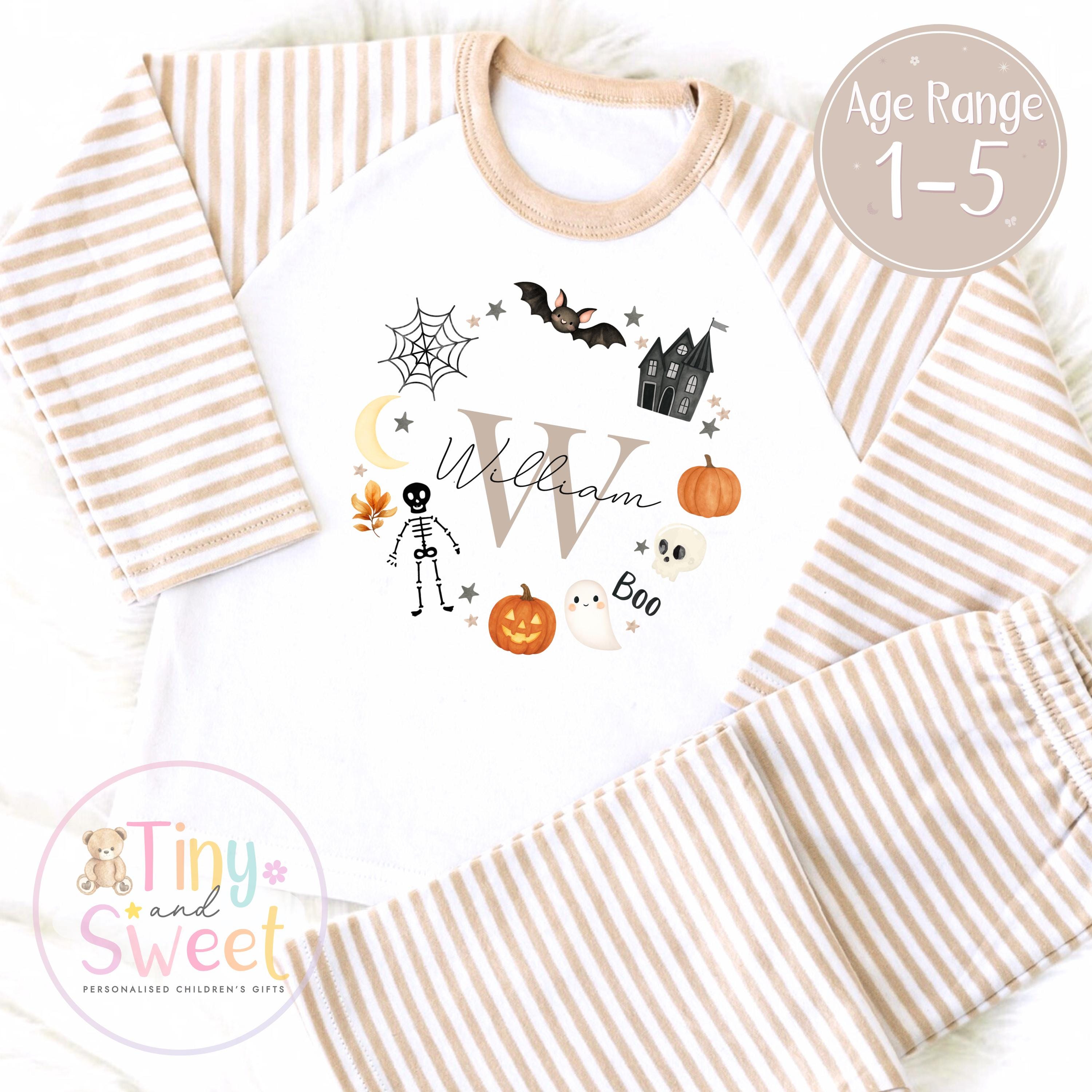Personalised Halloween Pyjamas – Baby & Toddler Spooky Sleepwear, Spooky Halloween Pyjamas, Halloween Eve Pyjamas, Trick or Treat Sleepwear