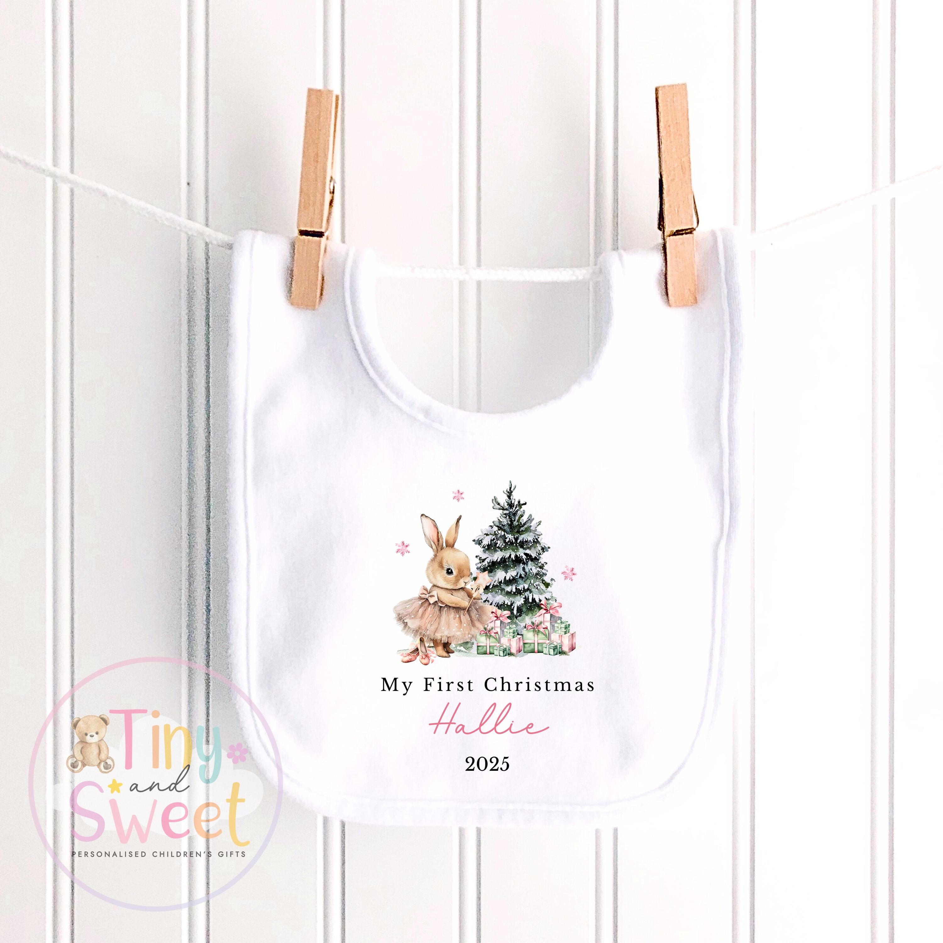 Personalised First Christmas Bunny Teddy Bear: Plush Christmas Keepsake