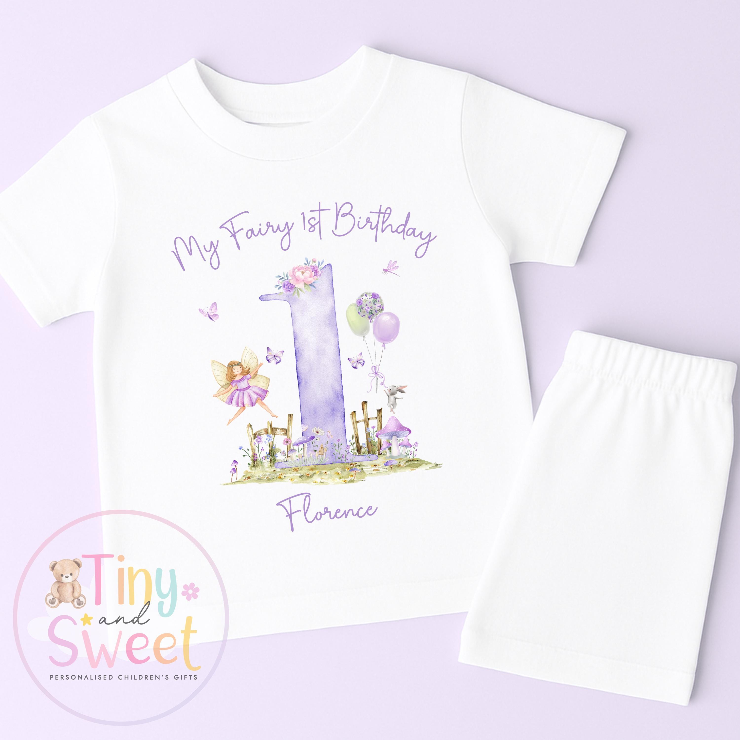 Personalised Fairy First Birthday Pyjamas, Fairy Birthday Pyjamas, Magical Fairy 1st Birthday PJs, Whimsical Fairy Birthday Pyjamas