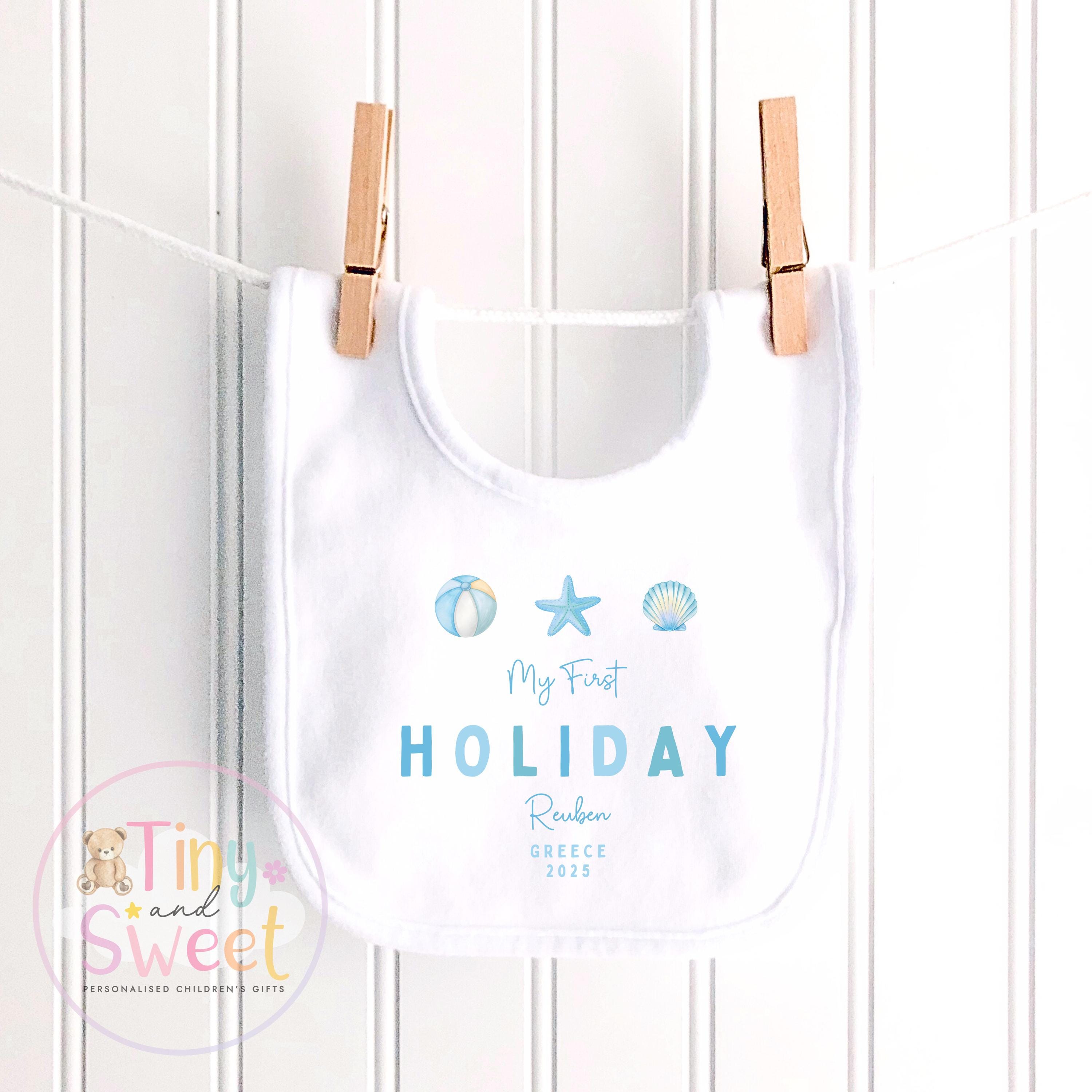 My First Holiday T-Shirt, Personalised Baby Travel Outfit, Baby’s First Holiday Shirt, Cute Summer Travel Outfit, My First Holiday Design