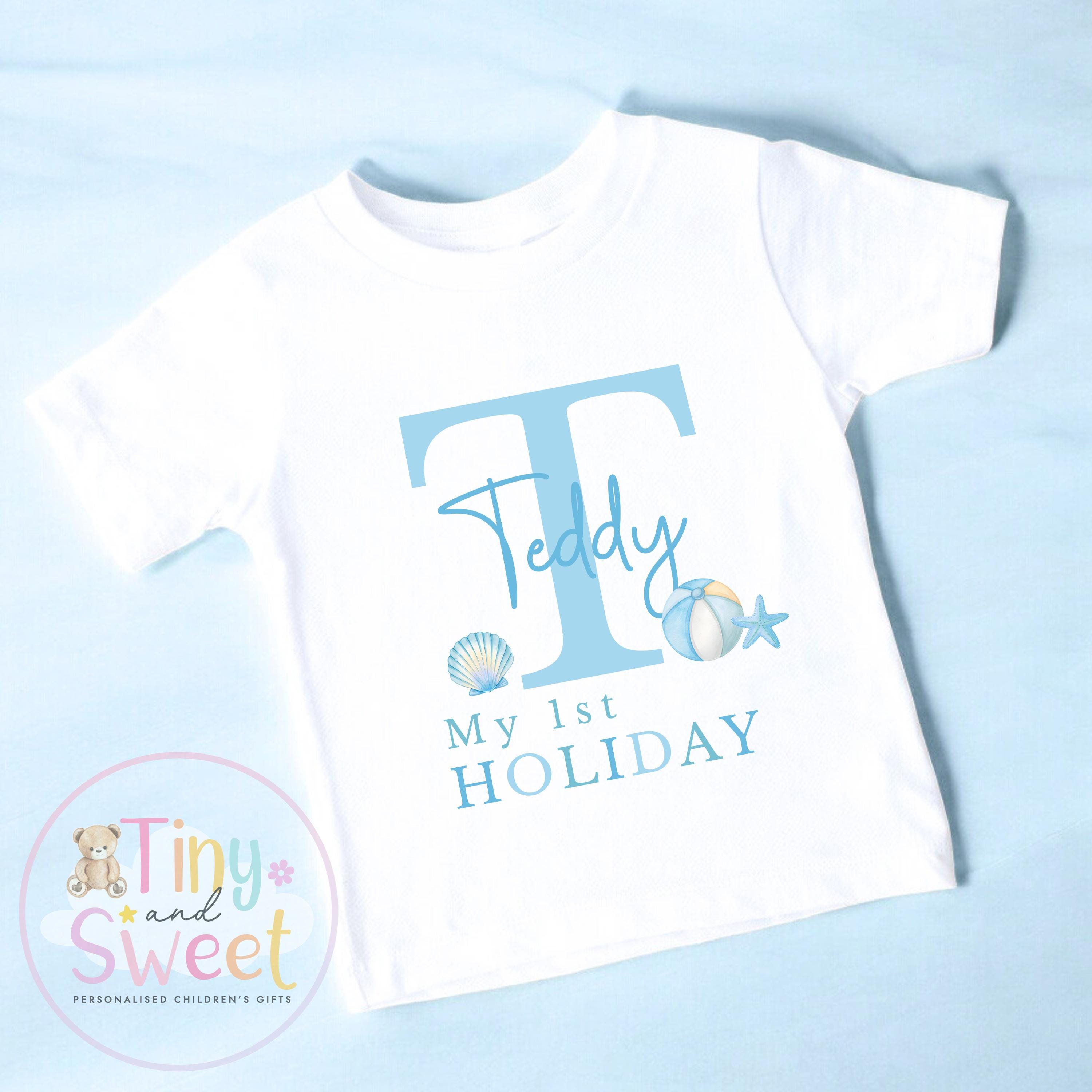 My First Holiday T-Shirt, Personalised Baby Travel Outfit, Baby’s First Holiday Shirt, Cute Summer Travel Outfit, My First Holiday Design