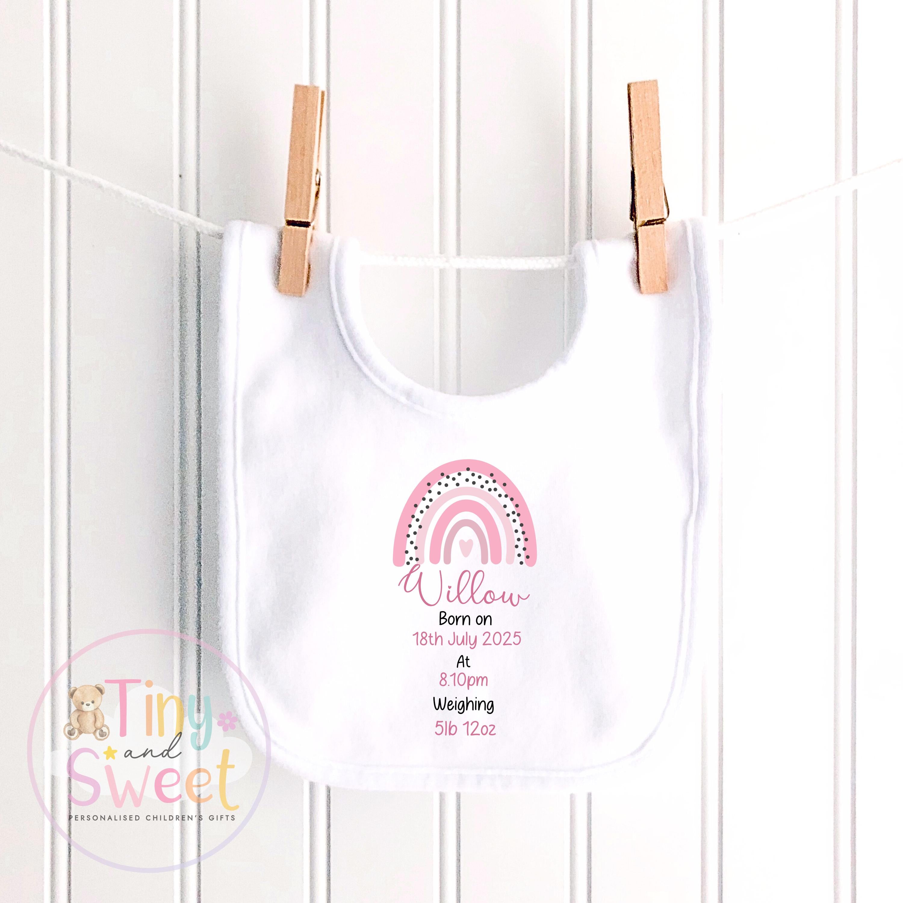 Personalised Birth Stat Bunny, Rainbow New Baby Gift, Newborn Baby Gift, Personalised Rainbow Bunny with Birth Details
