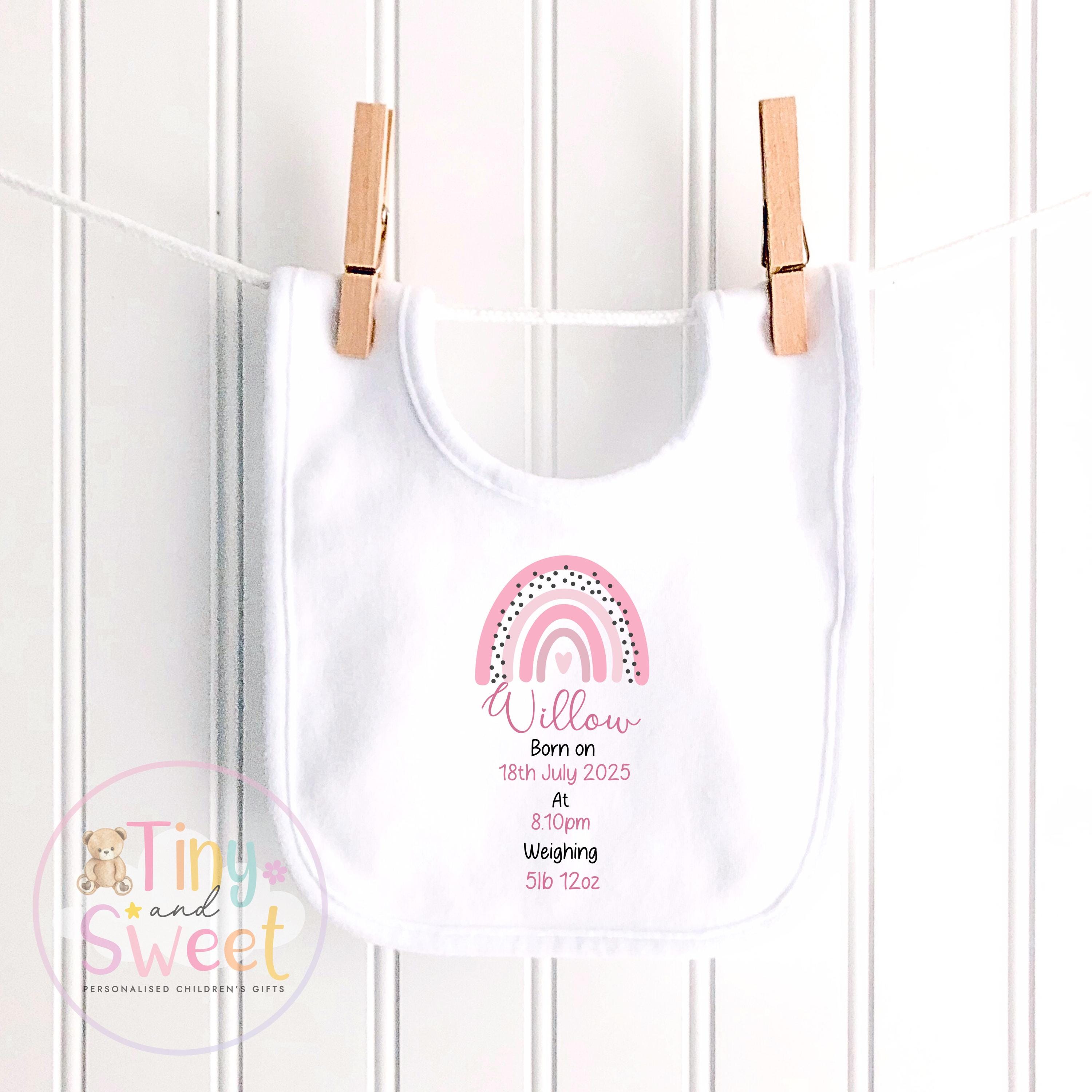 Personalised Birth Stat Bunny, Rainbow New Baby Gift, Newborn Baby Gift, Personalised Rainbow Bunny with Birth Details