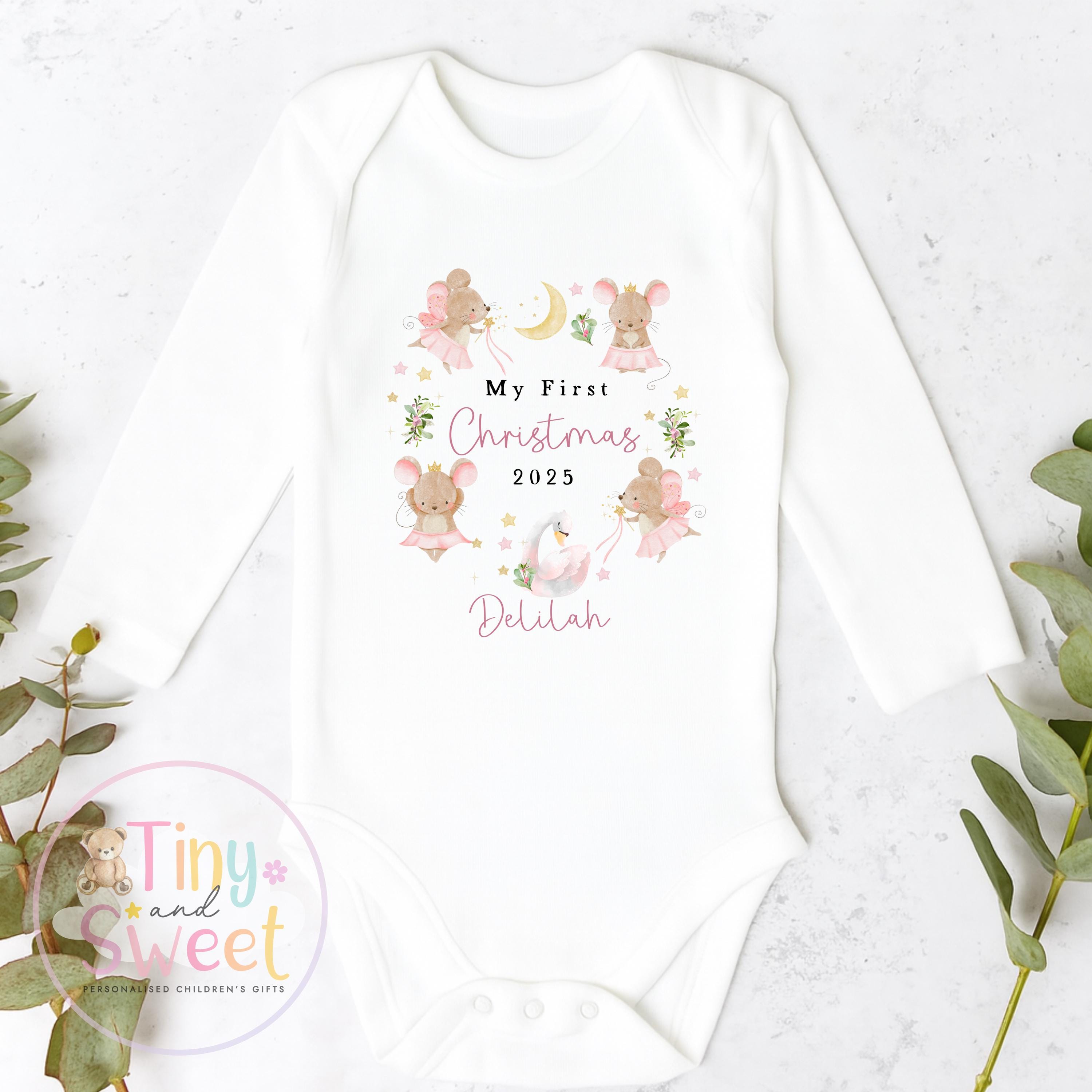 First Christmas Baby Grow , My First Christmas, Custom Name Sleepsuit, Baby’s First Christmas, Personalised Christmas Baby Outfit
