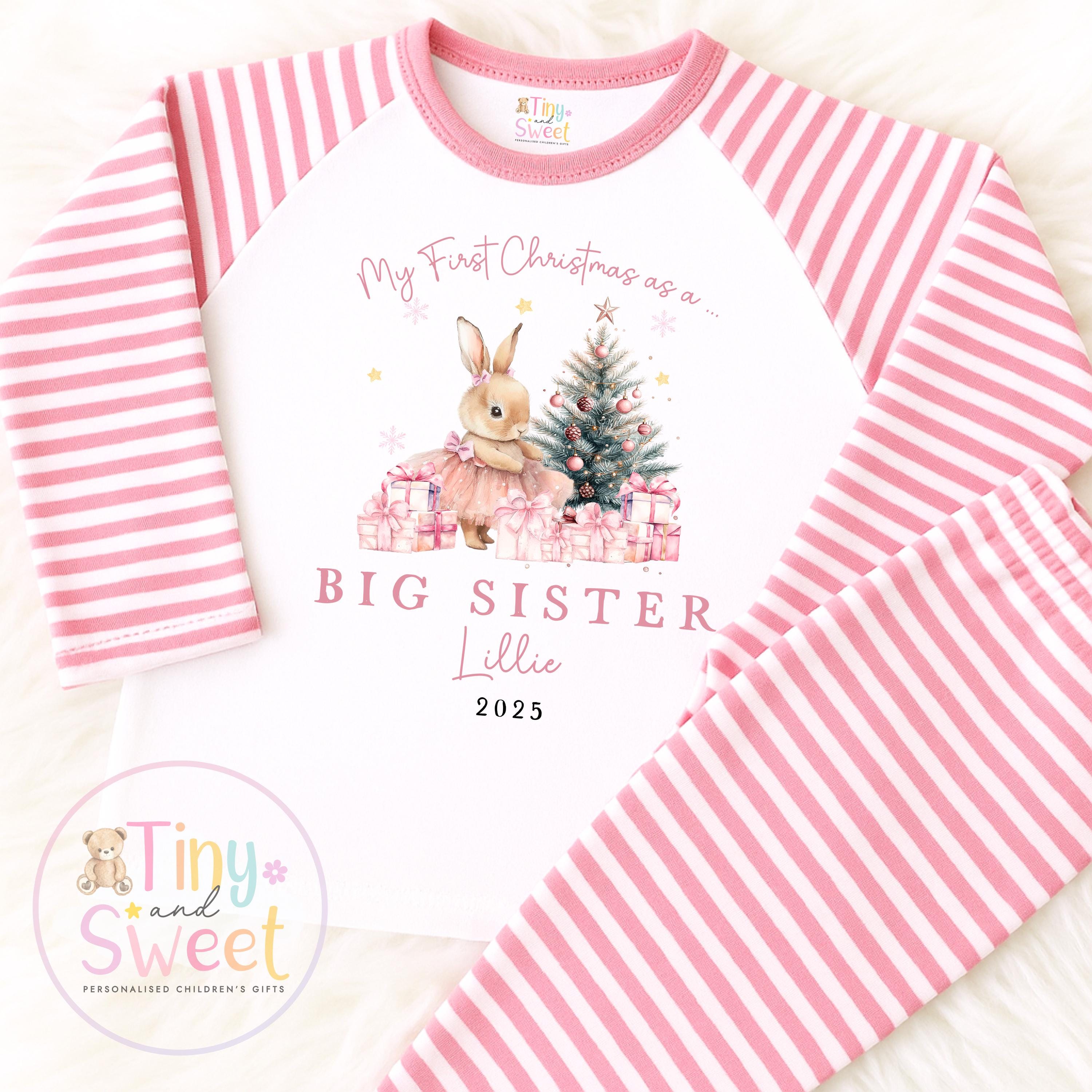 First Christmas as Big Sister Pyjamas, Christmas Eve Pyjamas, Christmas Nightwear, Childrens Christmas pjs, Xmas pjs, Kids Christmas Pjs