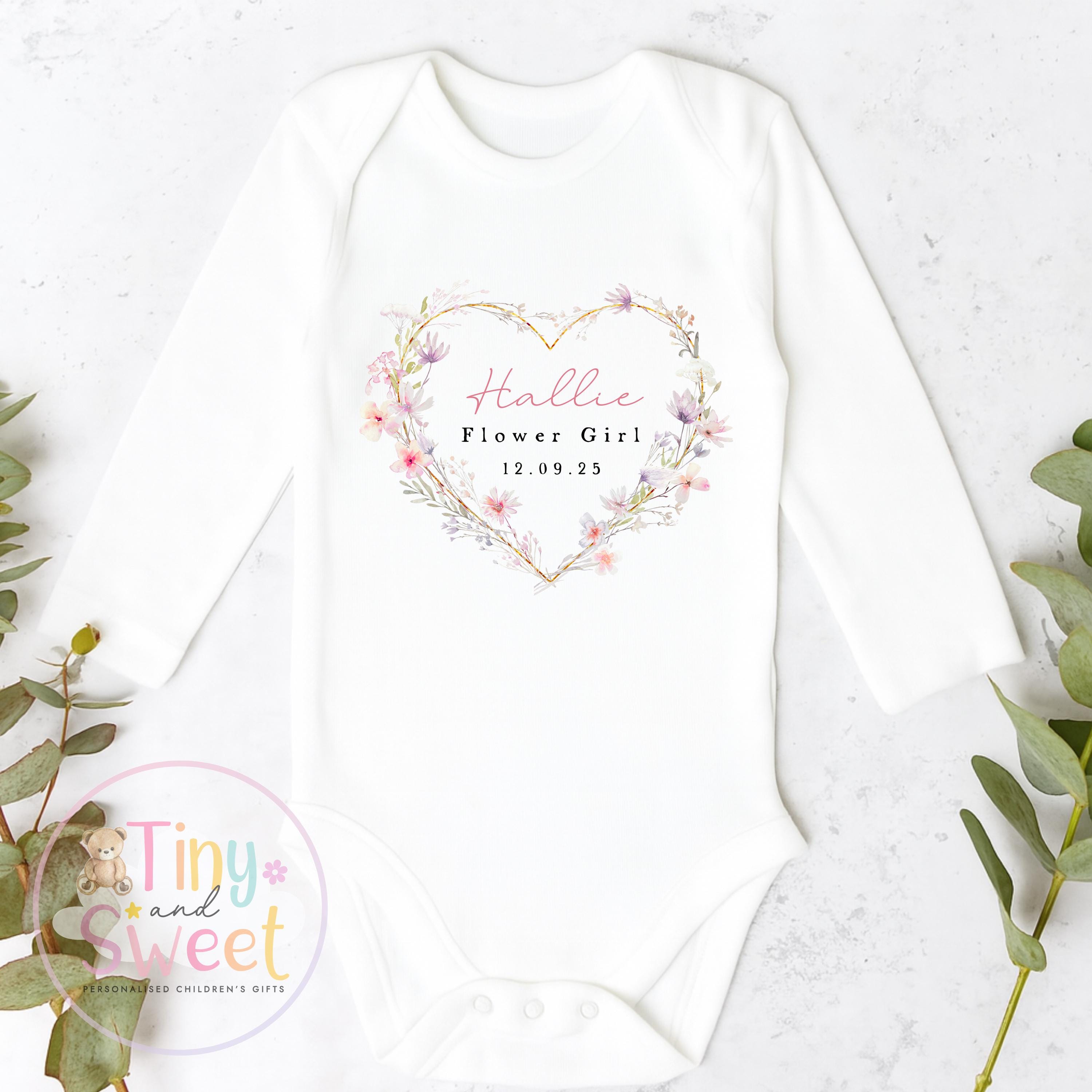 Flower Girl Sleepsuit, Baby Flower Girl Babygrow, Flower Girl Pyjamas, Will you be my flower girl, Flower Girl Gift, Floral Sleepsuit