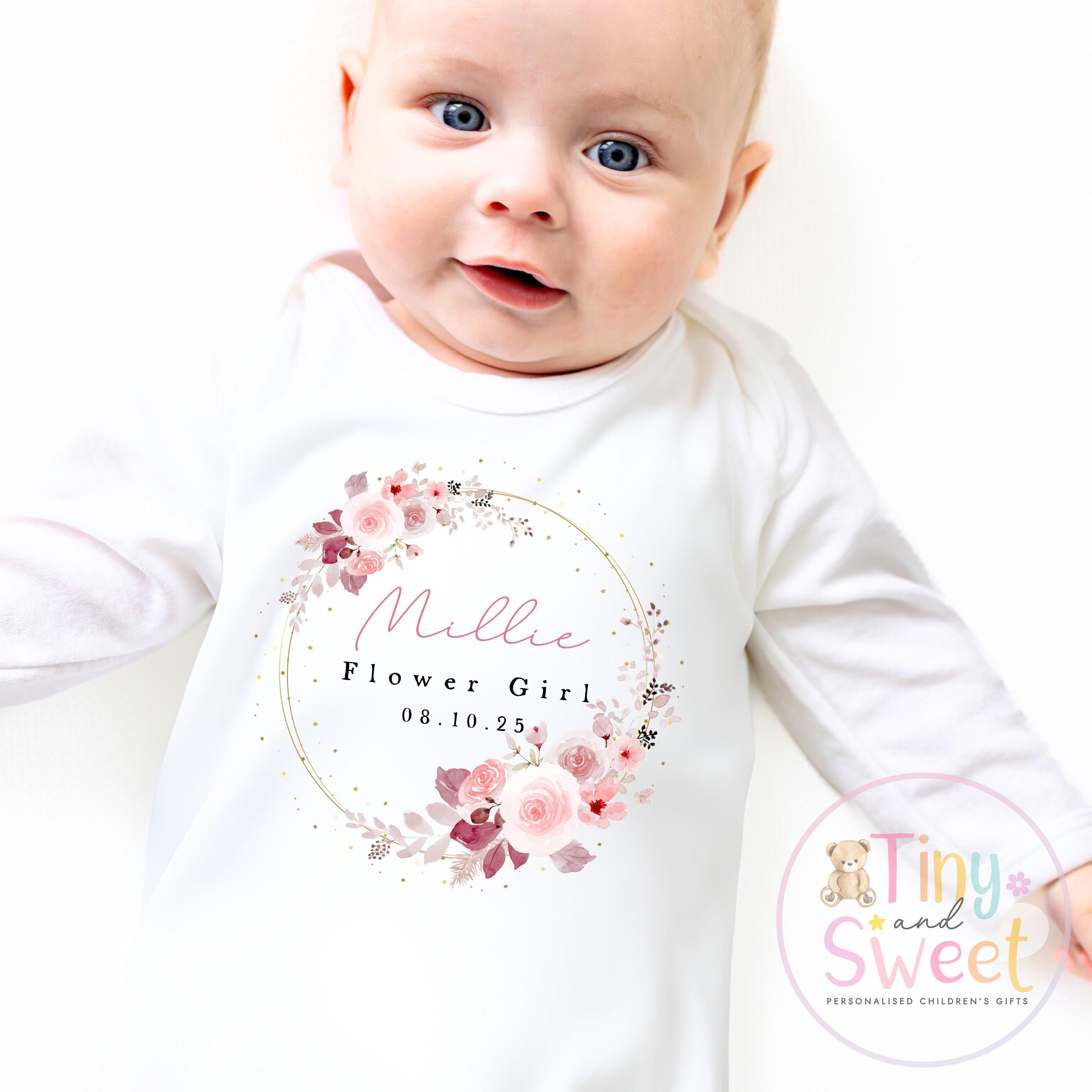 Flower Girl Sleepsuit, Baby Flower Girl Babygrow, Flower Girl Pyjamas, Will you be my flower girl, Flower Girl Gift, Floral Sleepsuit