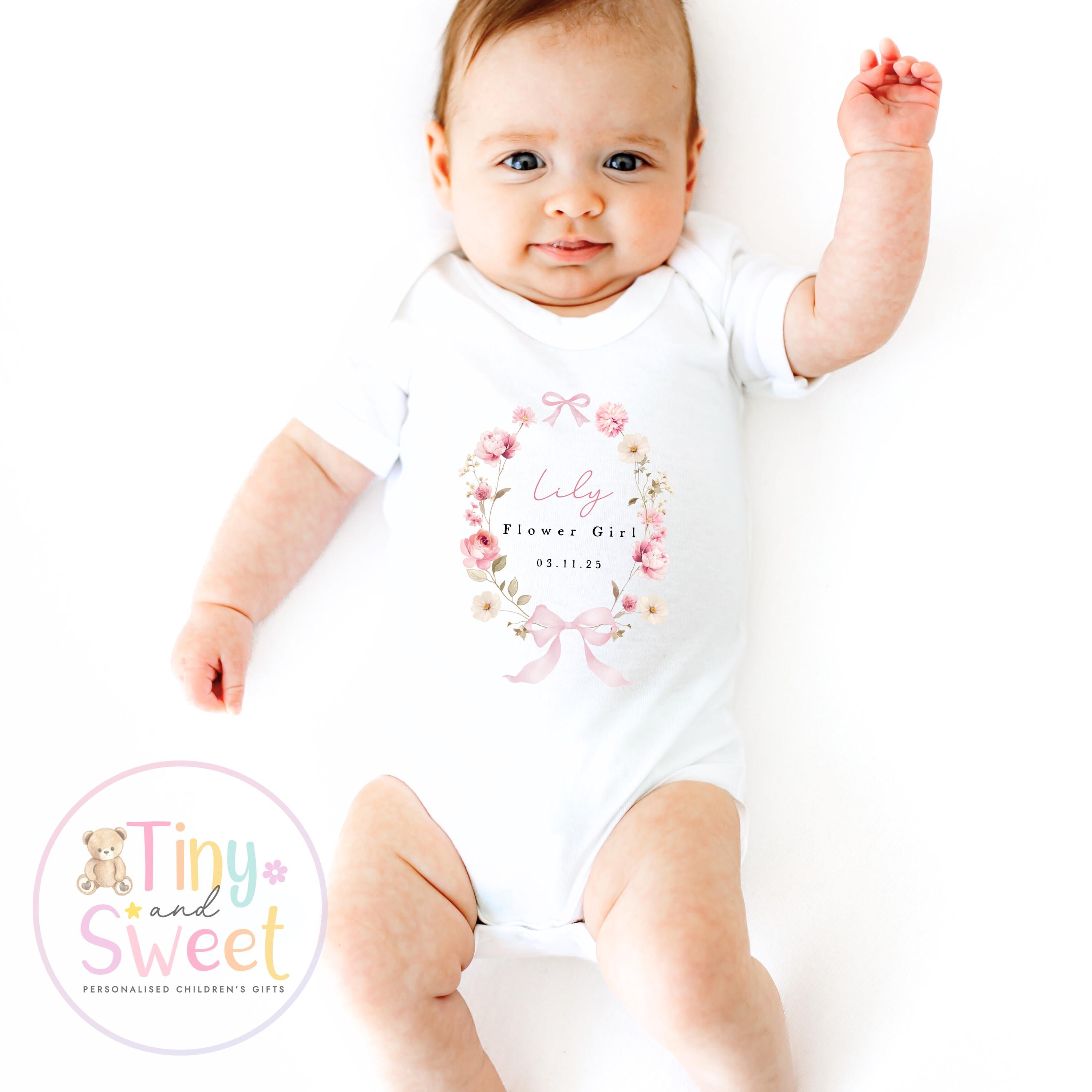 Flower Girl Sleepsuit, Baby Flower Girl Babygrow, Flower Girl Pyjamas, Will you be my flower girl, Flower Girl Gift, Floral Sleepsuit
