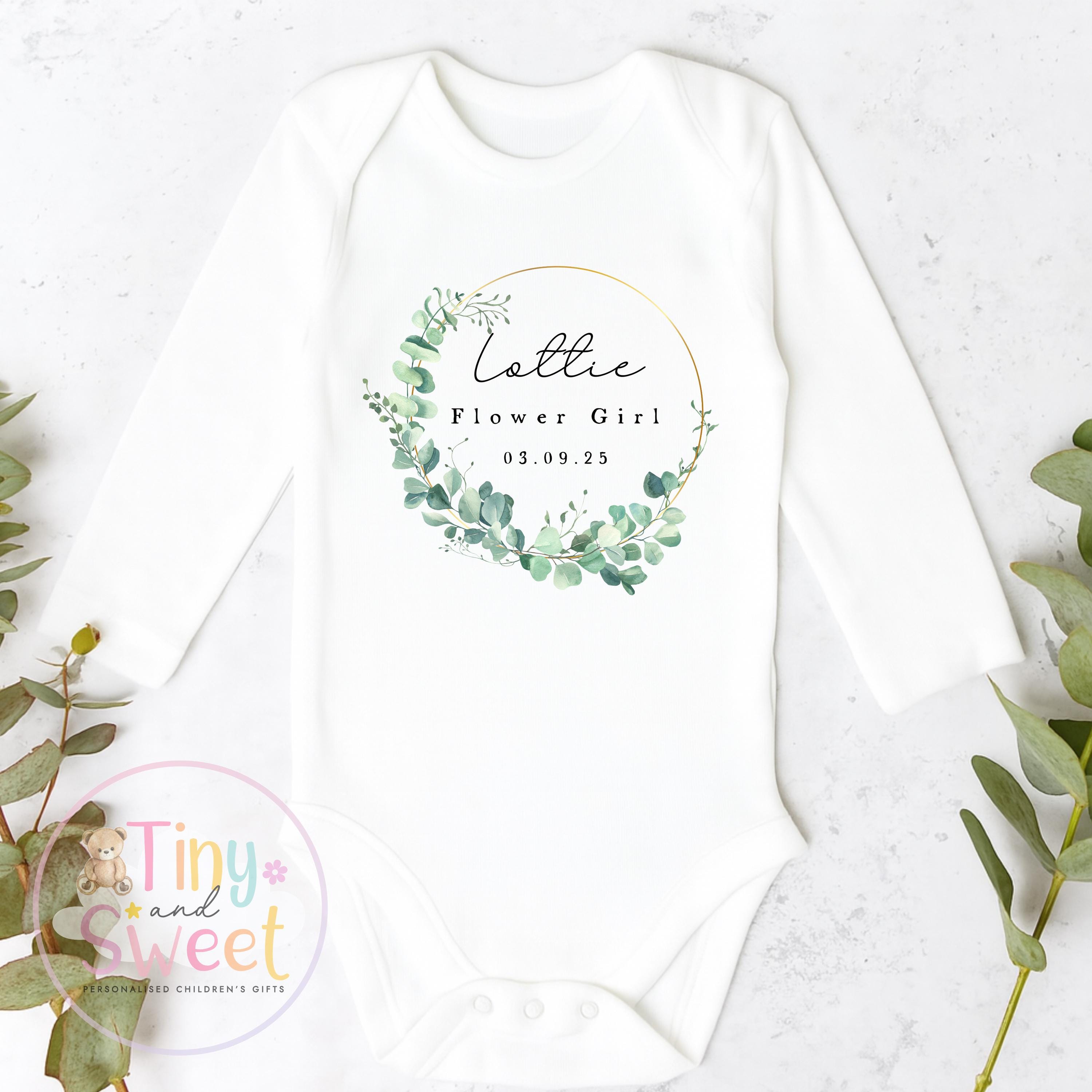 Flower Girl Sleepsuit, Baby Flower Girl Babygrow, Flower Girl Pyjamas, Will you be my flower girl, Flower Girl Gift, Floral Sleepsuit
