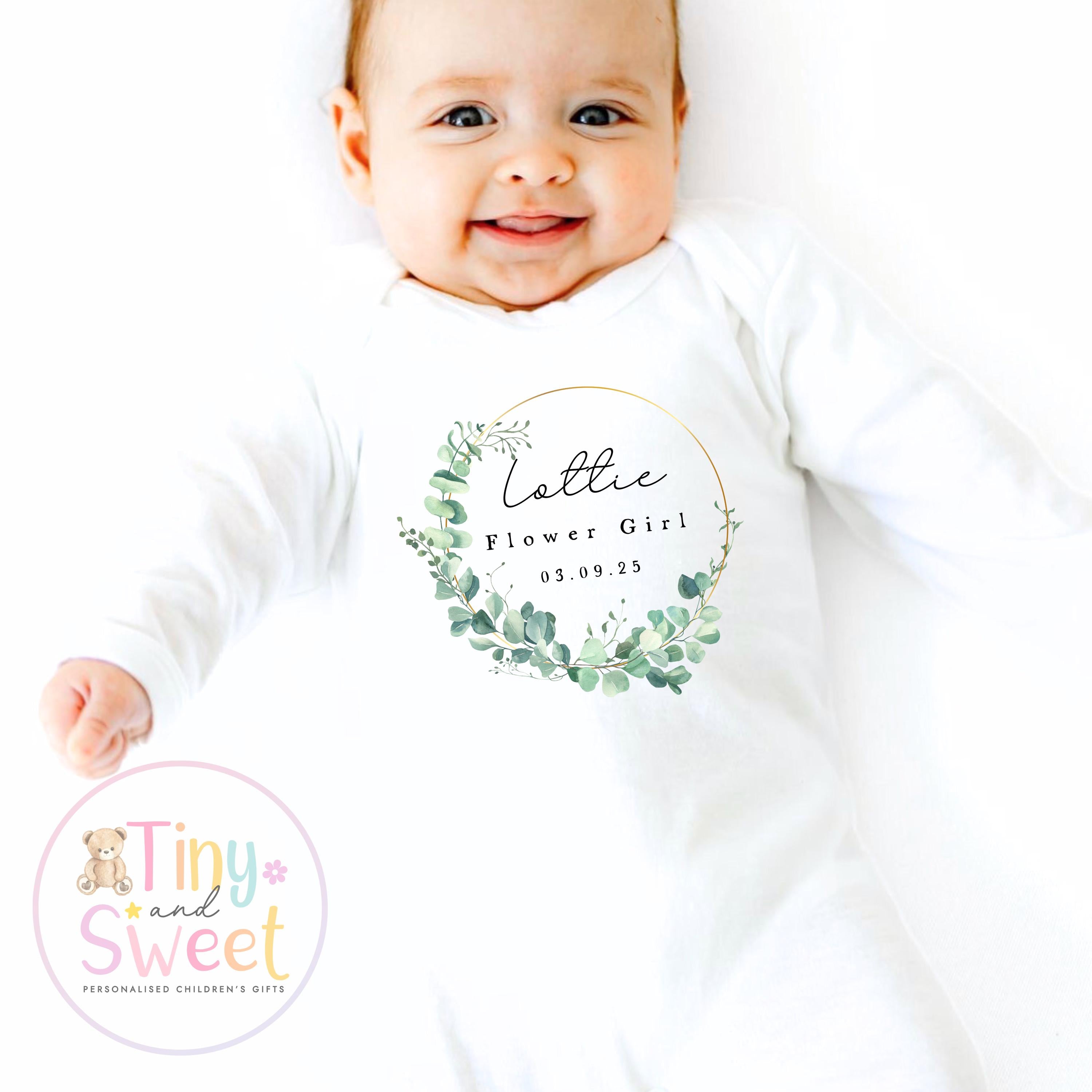 Flower Girl Sleepsuit, Baby Flower Girl Babygrow, Flower Girl Pyjamas, Will you be my flower girl, Flower Girl Gift, Floral Sleepsuit
